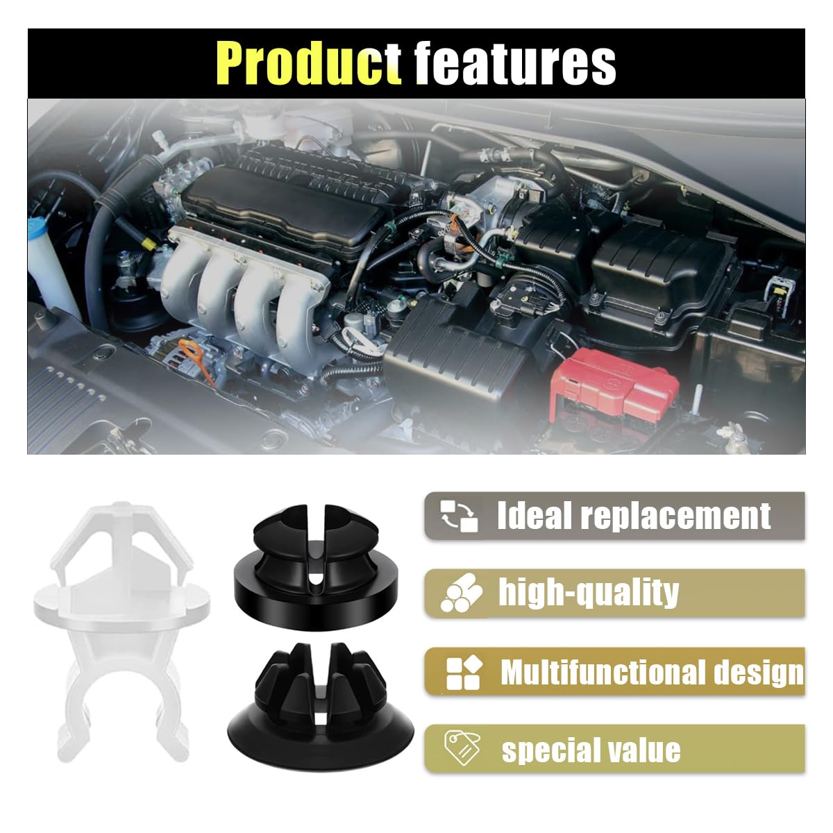 30PCS Hood Prop Rod Holder Clips, Car Hood Rod Clip Car Engine Hood Stay Clips, Car Hood Support Rod Compatible with 91503-SS0-0