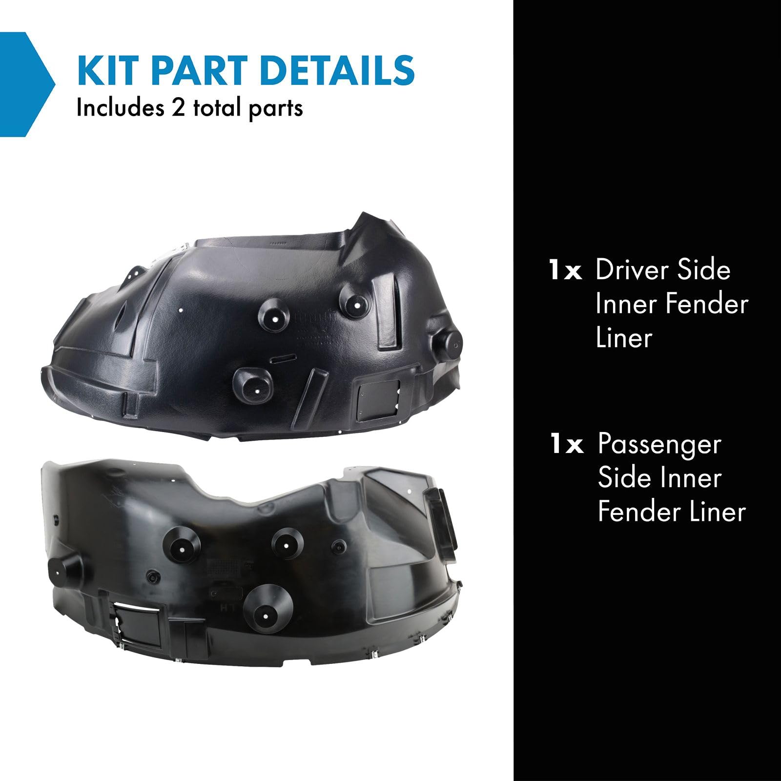 Trq Inner Fender Liner Set Compatible With 2013 Ram 3500 Ch1248164 Ch1249157