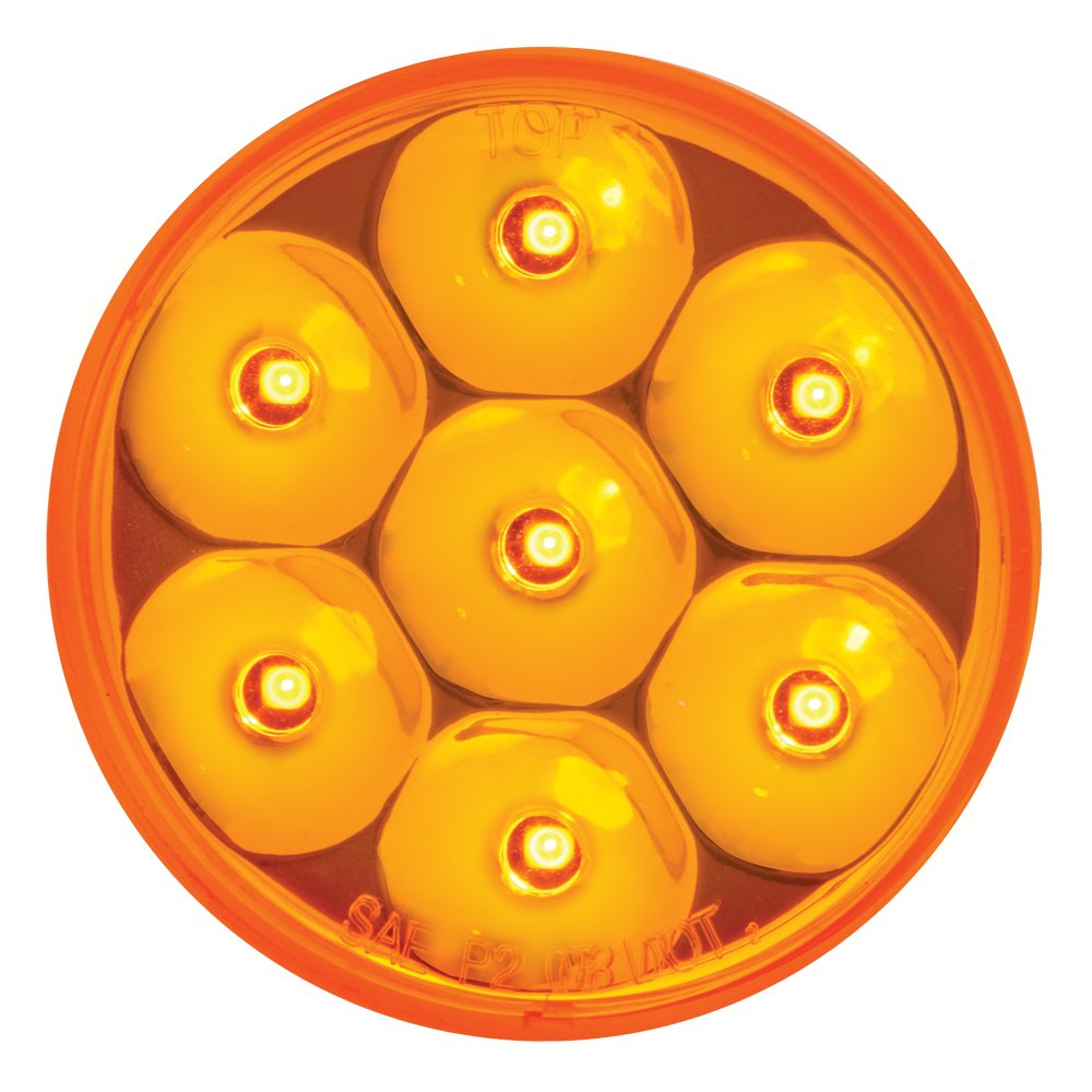 Grand General 76580 Amber 2-1/2'' Low Profile Pearl 7-LED Sealed Marker/Clearance Light