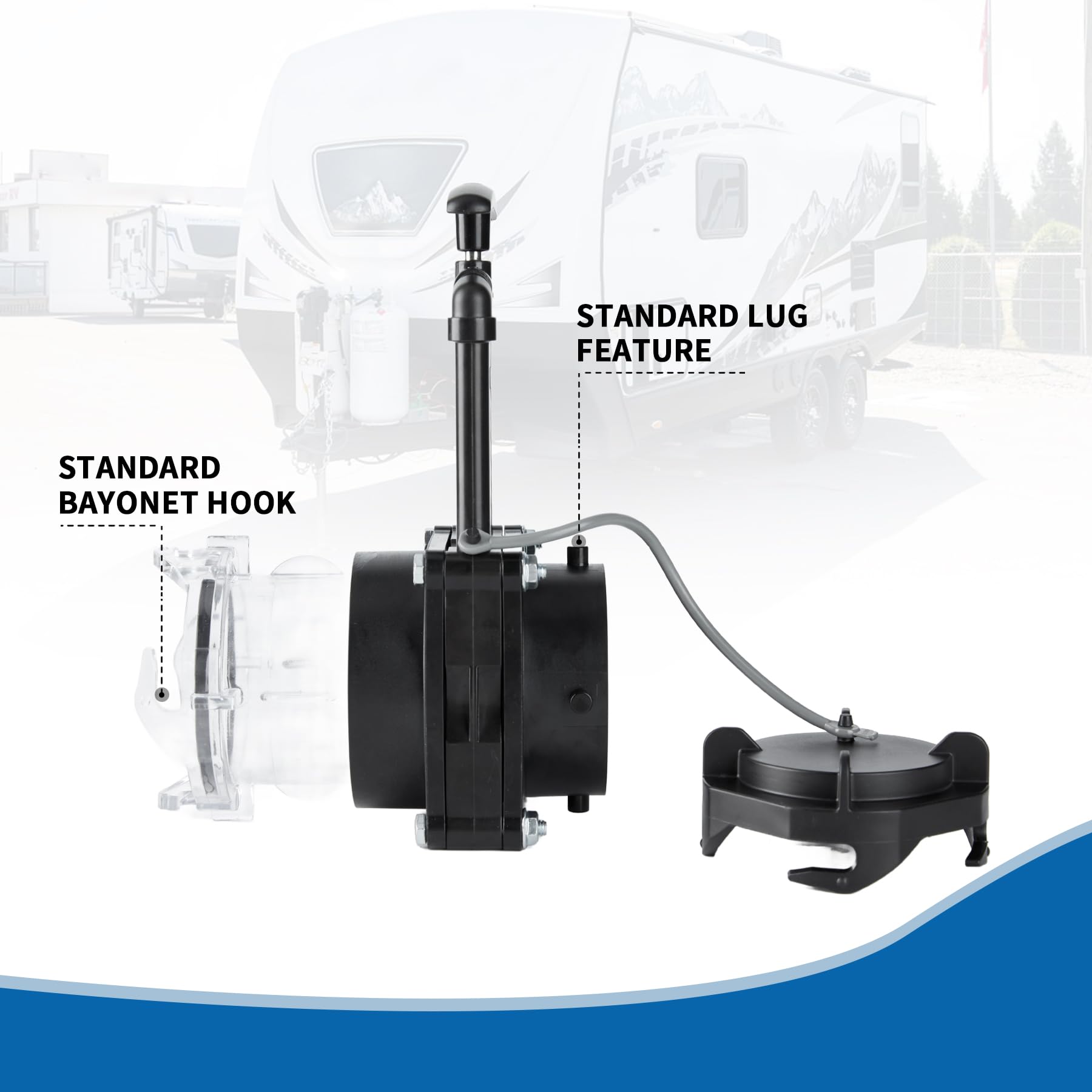 GLOBIZ Twist-On Waste Valve RV Gate Valve with Built-in Clear Adapter Compatible with Most Brands of Bayonet/Lug Adapter UV-Resi