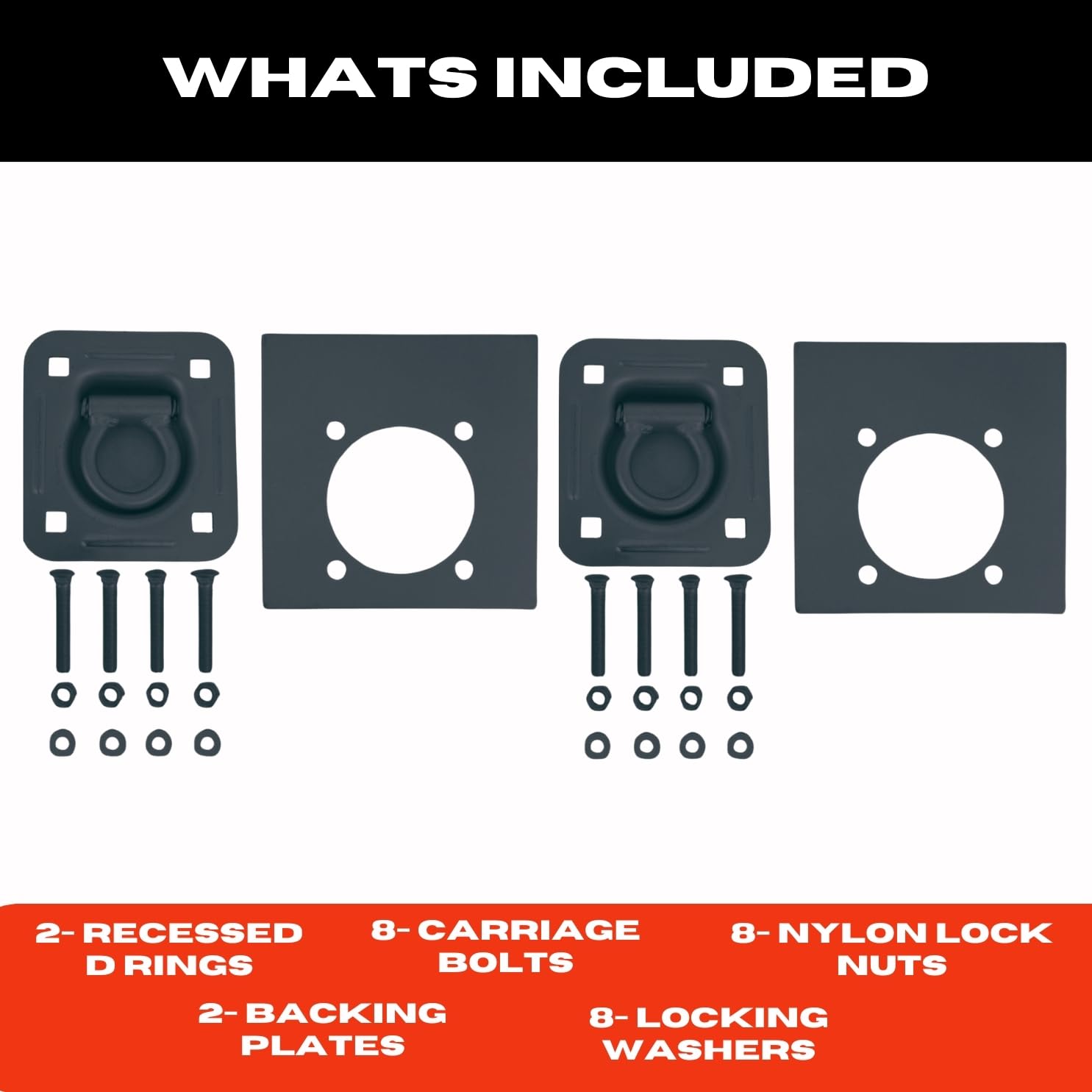 Pit Posse 11005BK-6 Cargo Trailer Recessed Pan D Ring Floor Rope Anchor Tie Down 6,000 lbs Breaking Strength - Flush Mount - Inc