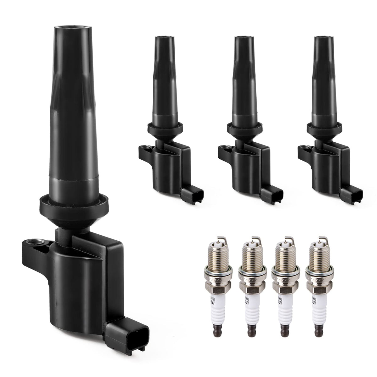 Ignition Coil Pack Spark Plugs Combo Fit For 2.0 2.3 Ford Escape Focus Transit Connect 2004 2005 2006 2007 2008 2009 2010 2011, 