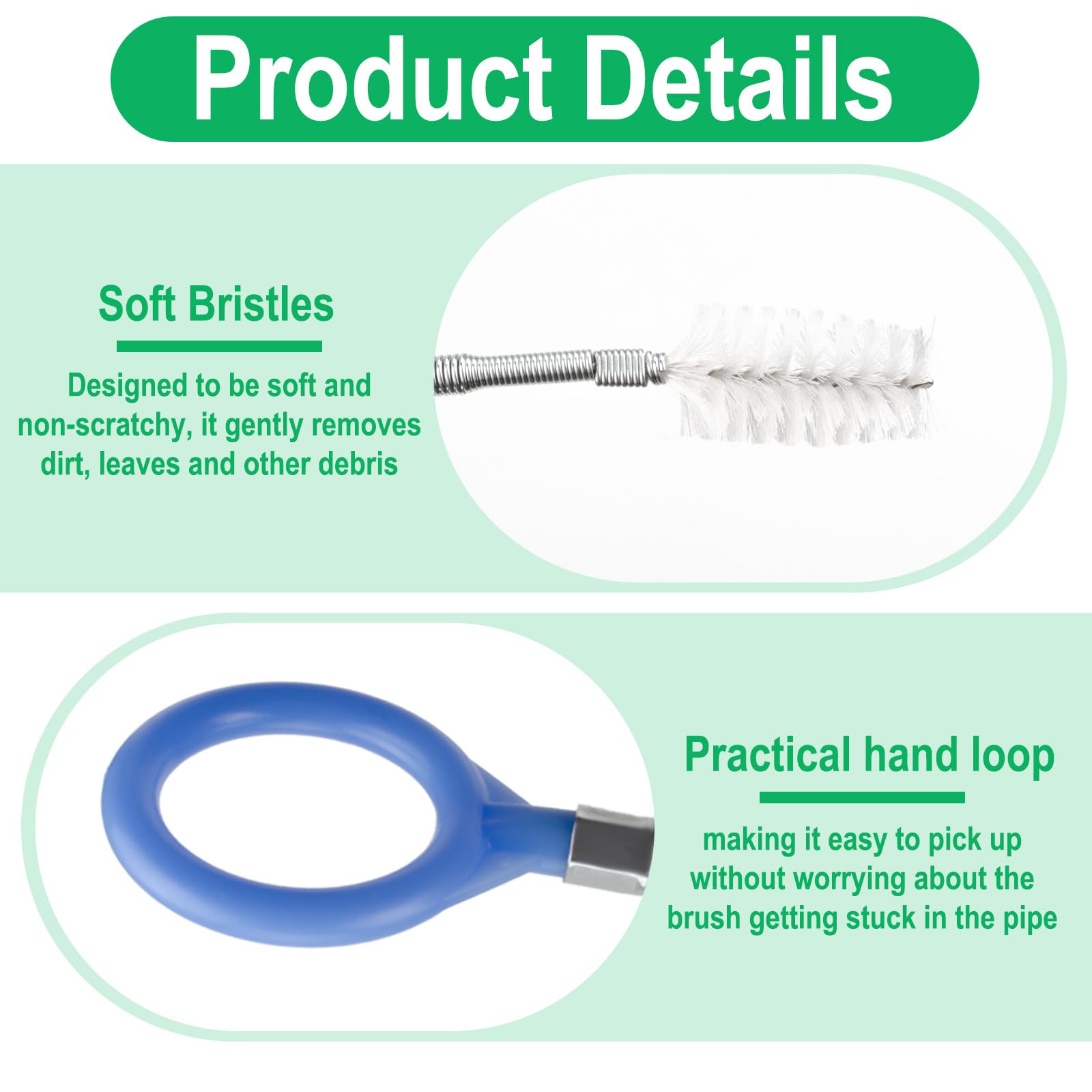 Ecocstm Auto Sunroof Drain Cleaning Tool, 78 Inch Flexible Tube Cleaning Brush, Flexible Drain Brush Extra Long Pipe Cleaners Fo