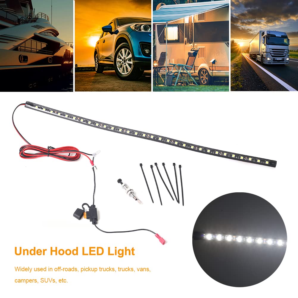Greceyou Under Hood Led Light Kit, Waterproof 12V 30Leds Car Led Lights Bars Car Underhood Work Light Strip With Automatic On/Of