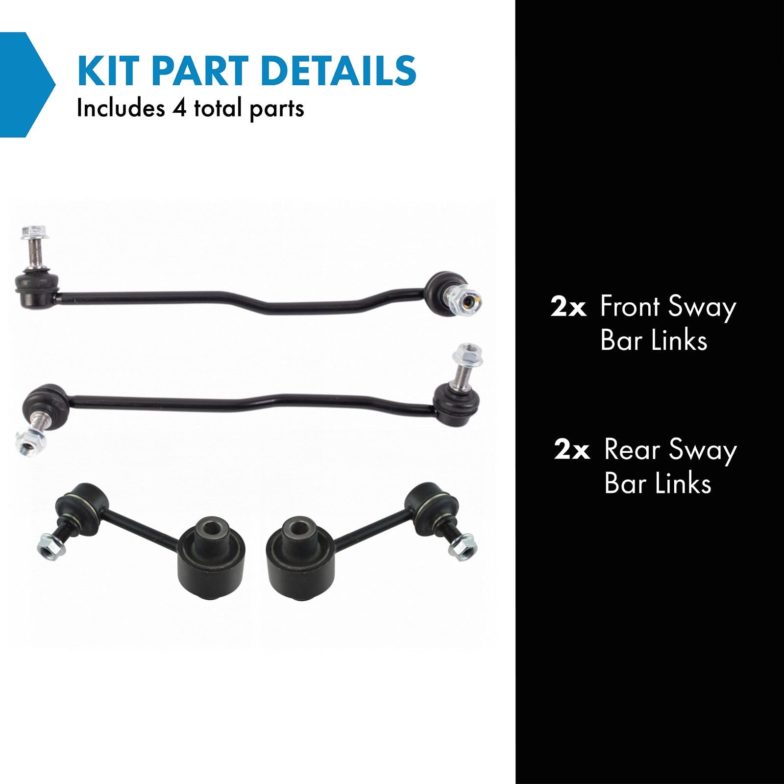 Trq Front & Rear Sway Bar Stabilizer Link Set Compatible With 2015-2019 Subaru Legacy