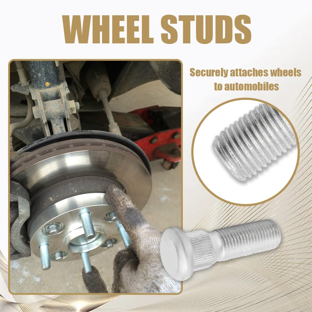 PACLVIO 10PCS Wheel Studs, Steel Tire Studs, 49mm Long & M12x1.5 Steel Lug Bolts, Wheel Lug Stud Car Accessories Compatible with