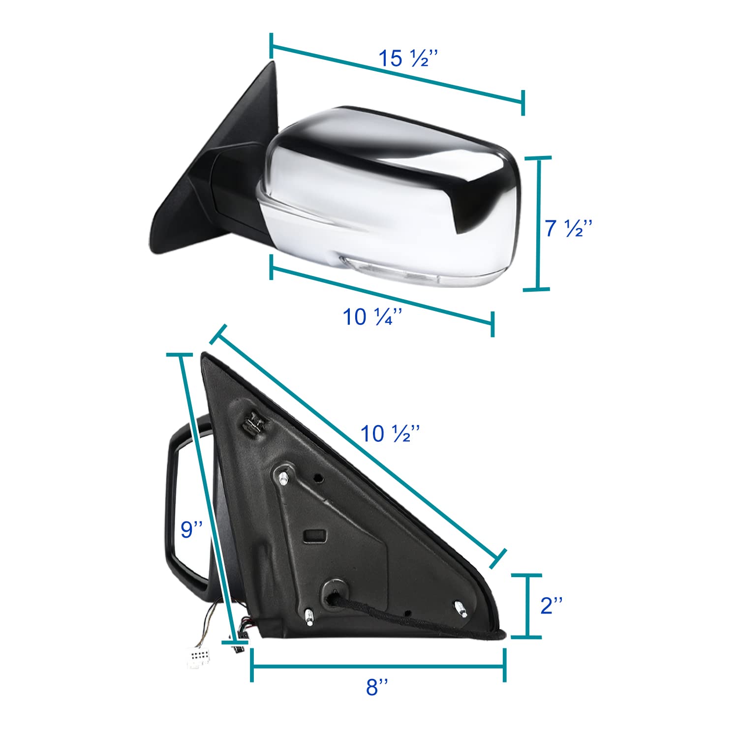 Spec-D Tuning Led Signal Power Heat Chrome Foldable Left Driver Side Mirror Compatible With 2009-2012 Dodge Ram 1500