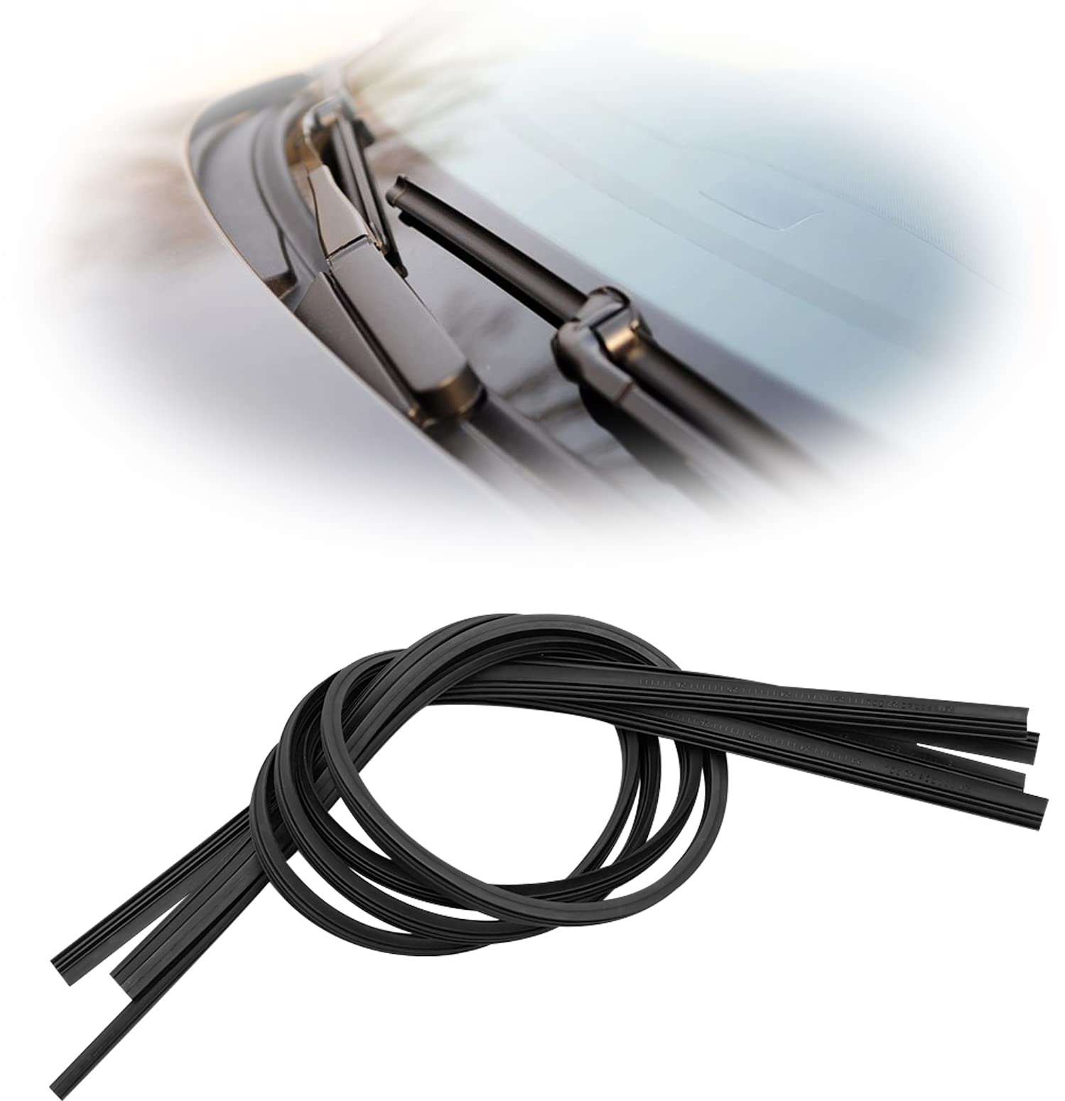 4 Pack Windshield Wiper Blades Refills, Diy Adjustable Car Windscreen Wiper Rubber Strips, Frameless Window Boneless Insert Sili