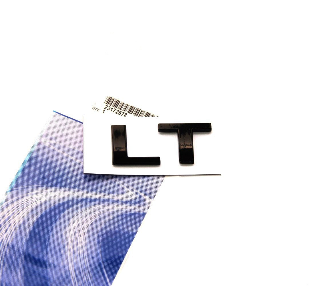 1X Oem Lt Letter Nameplate Emblem Badge Compatible With Silverado Sierra Tahoe Suburban Glossy (2007-2018 Black)
