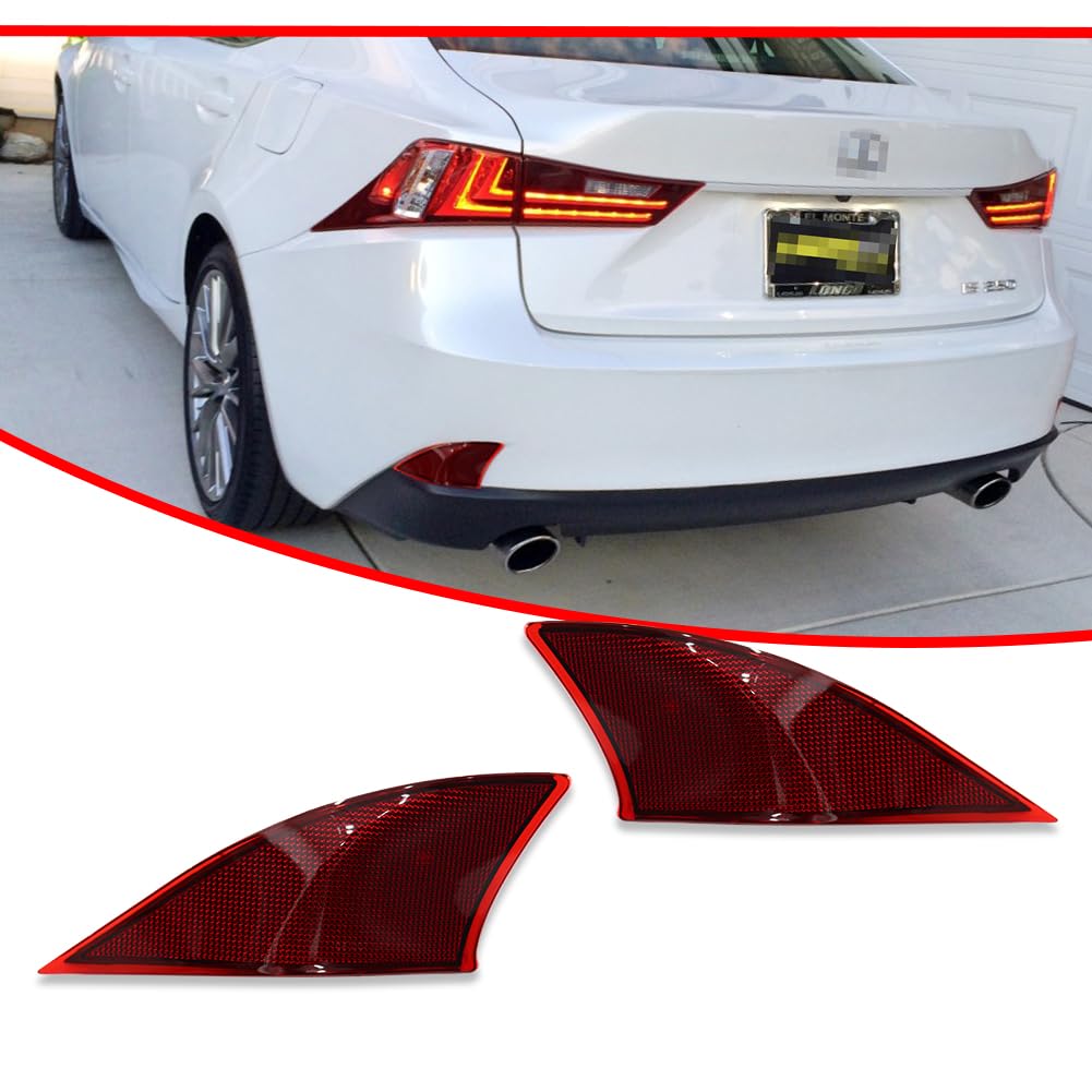Kenrtir Red Lens Rear Bumper Reflector Light Lenses Housing Assembly Compatible With 2014-2020 Lexus Is Is250 Is300 Is350 Is200T Is-F
