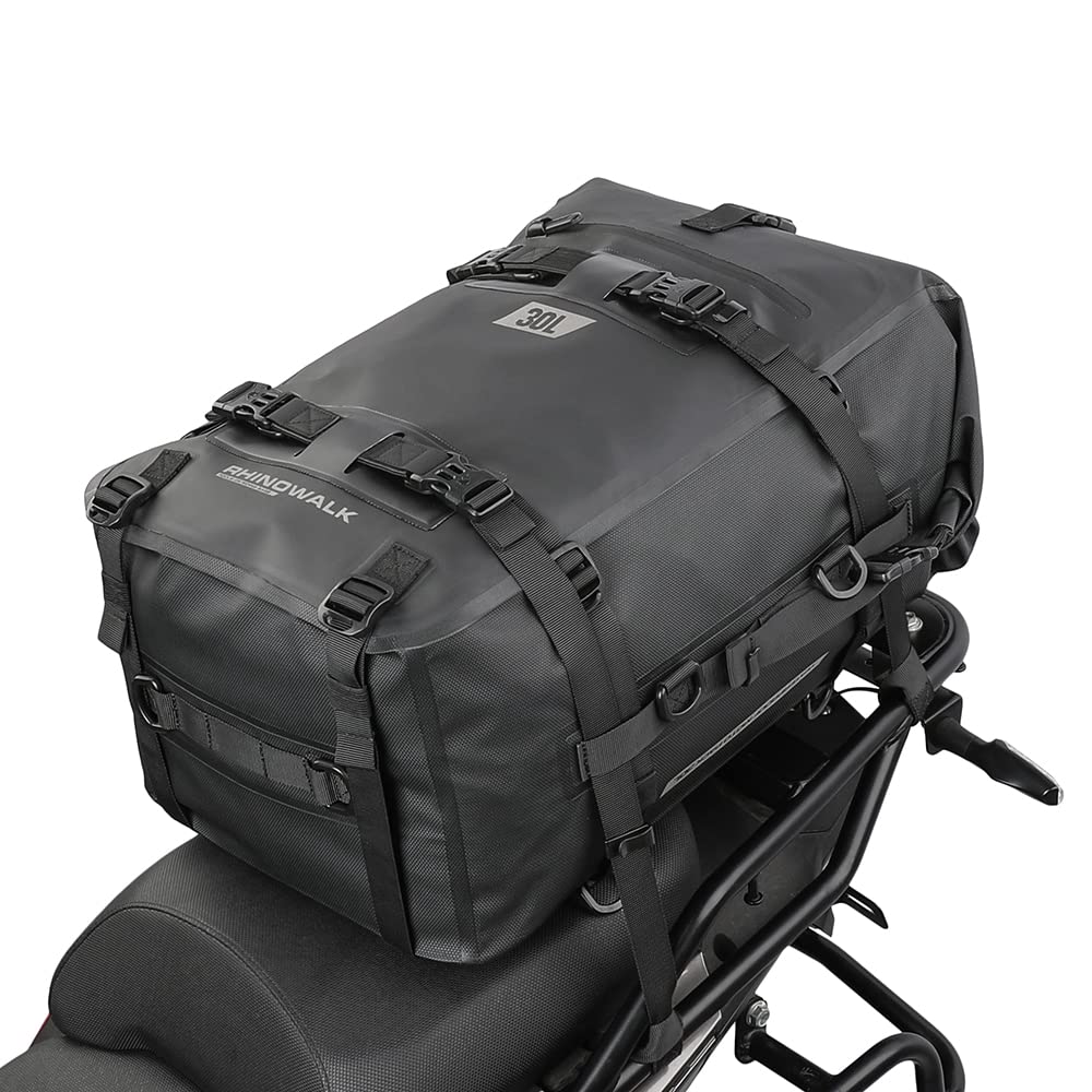 Rhinowalk Motorcycle Tail Bag Motorbike Side Bag 30L Full Waterproof Motor Saddle Pannier Bag Rear Rack Trunk Professional Motor