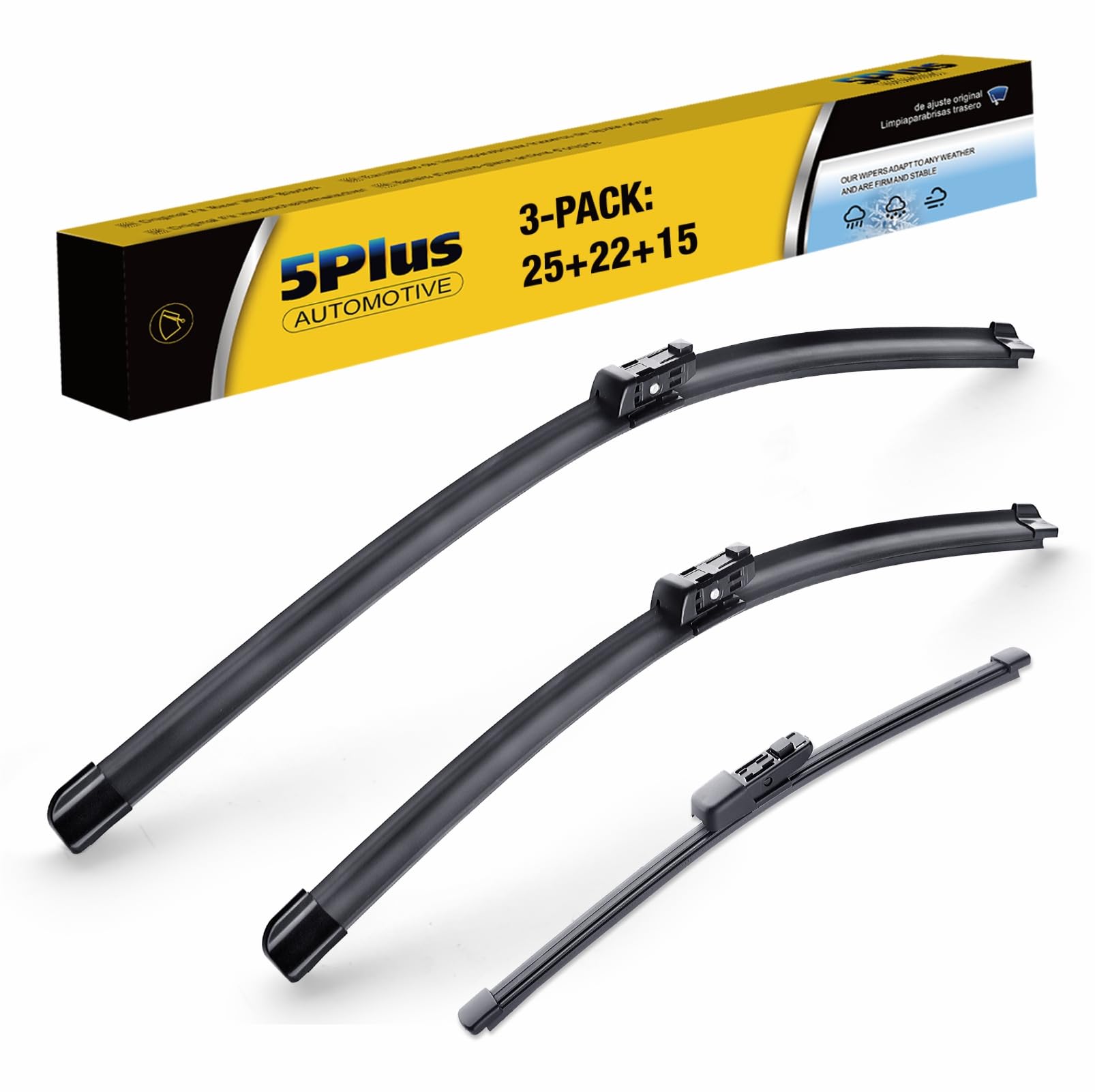 3 Wipers 25''/22''/15'' Replacement For Vw Volkswagen Tiguan 2022 2021 2020 2019 2018 (Set Of 3), 25 Inch+22 Inch Windshield Wip