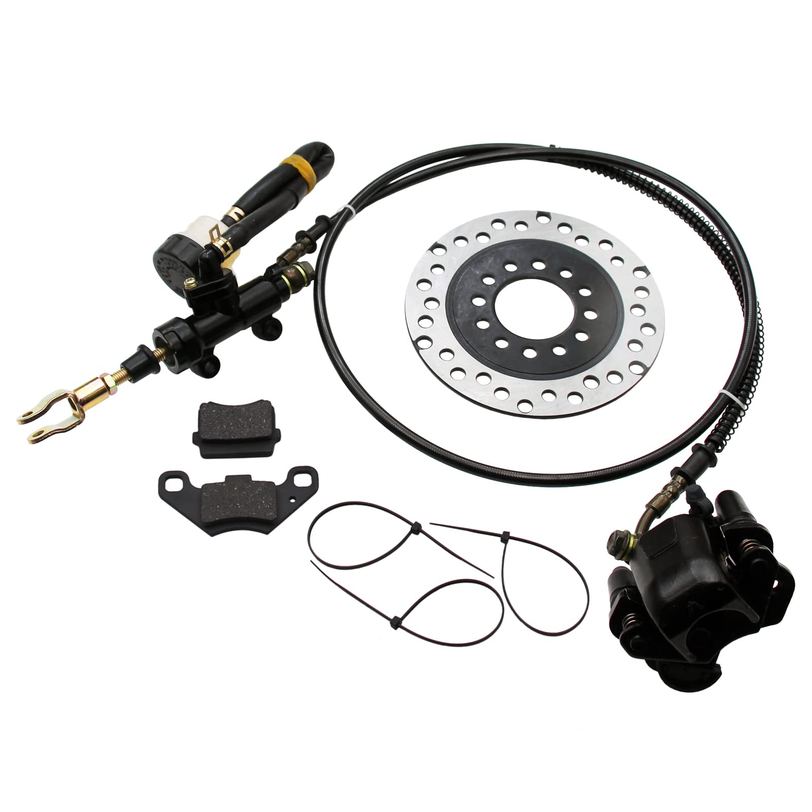 Hydraulic Rear Disc Brake Caliper System Pads Disk Rotor For 150cc 200cc 250cc Dirt Bike Quad ATV Gokart Go Kart Dune Buggy (BLA