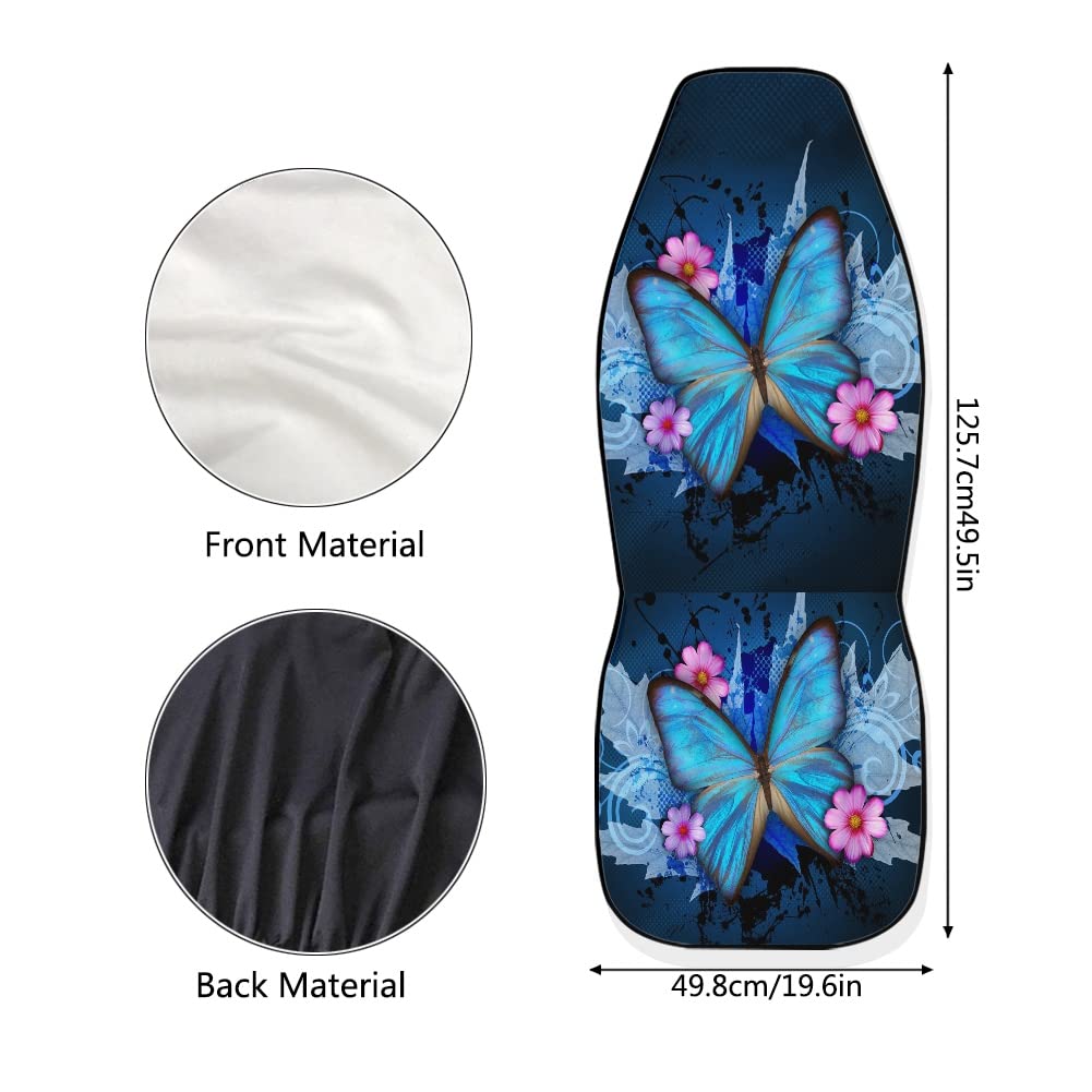 Bigcarjob Trendy Car Seat Covers Ble Butterfly Print High Back Seat Cover Set Of 2 Ultra-Soft Universal Fit