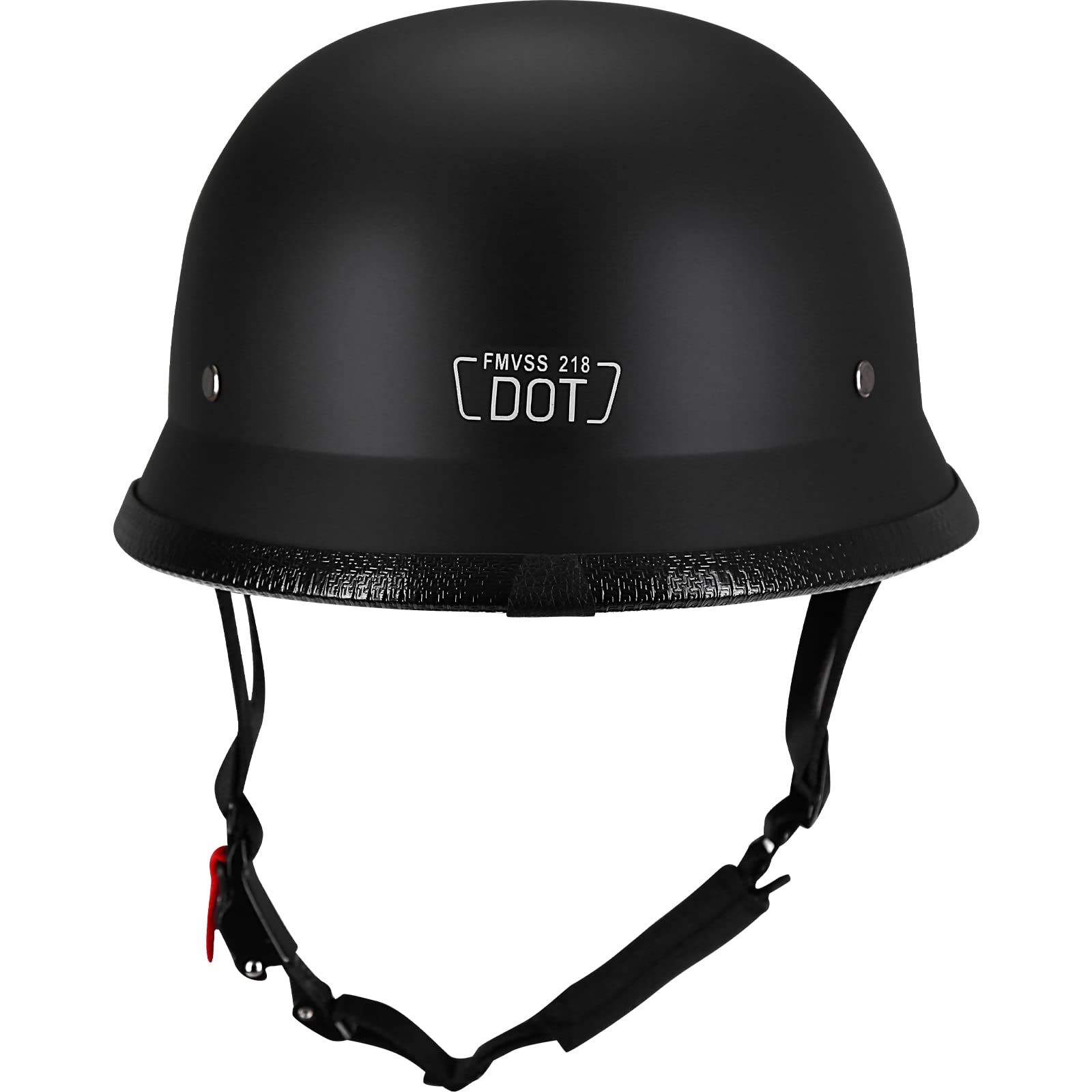 Yesmotor Helmet Half Shell German Motorcycle Helmet with Cycling Glasses - DOT Approved (Medium, Matte Black & Black)