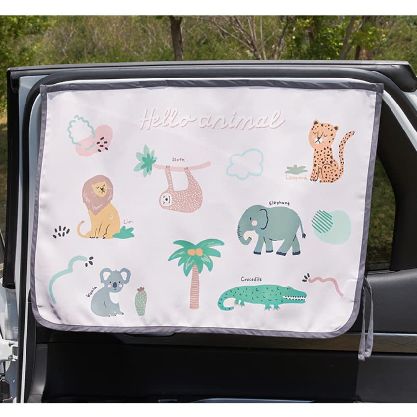 Bebedeco Magnet Car Sun Shade Curtain For Side Window For Baby Kids Children - Sunshade Protector Sun Blocker Blind (Animal Frie
