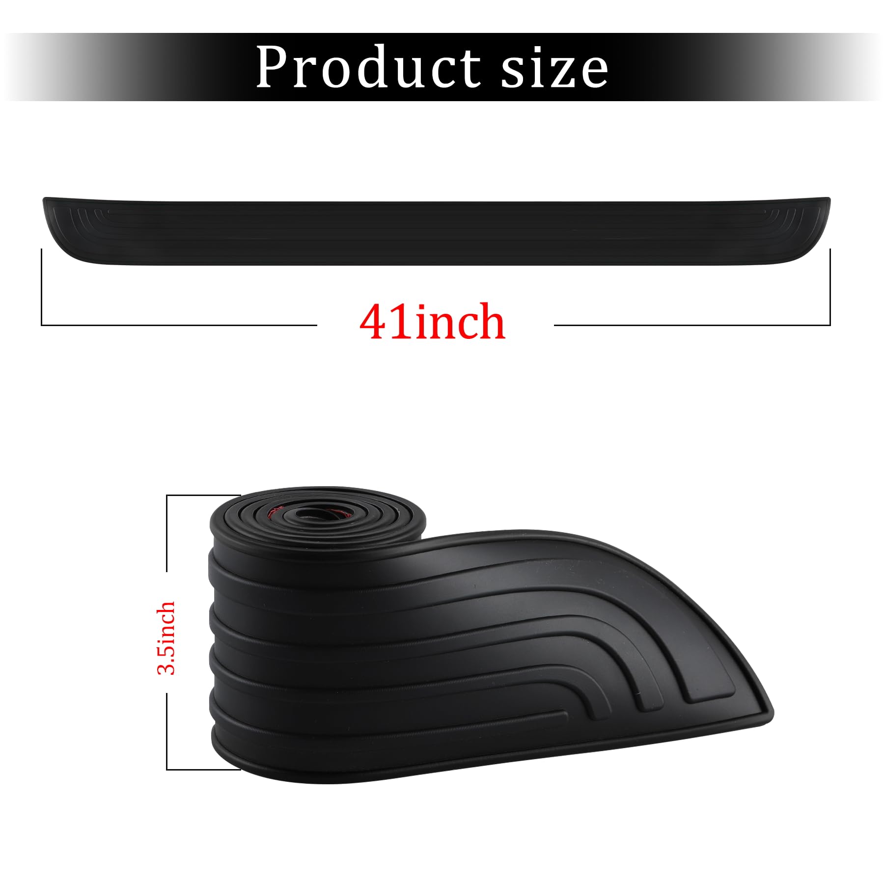 SINGARO Car Rear Bumper Protector, 41inch x3.5inch Car/SUV Universal Rubber Anti-Scratch Trunk Exterior Accessories(Black)