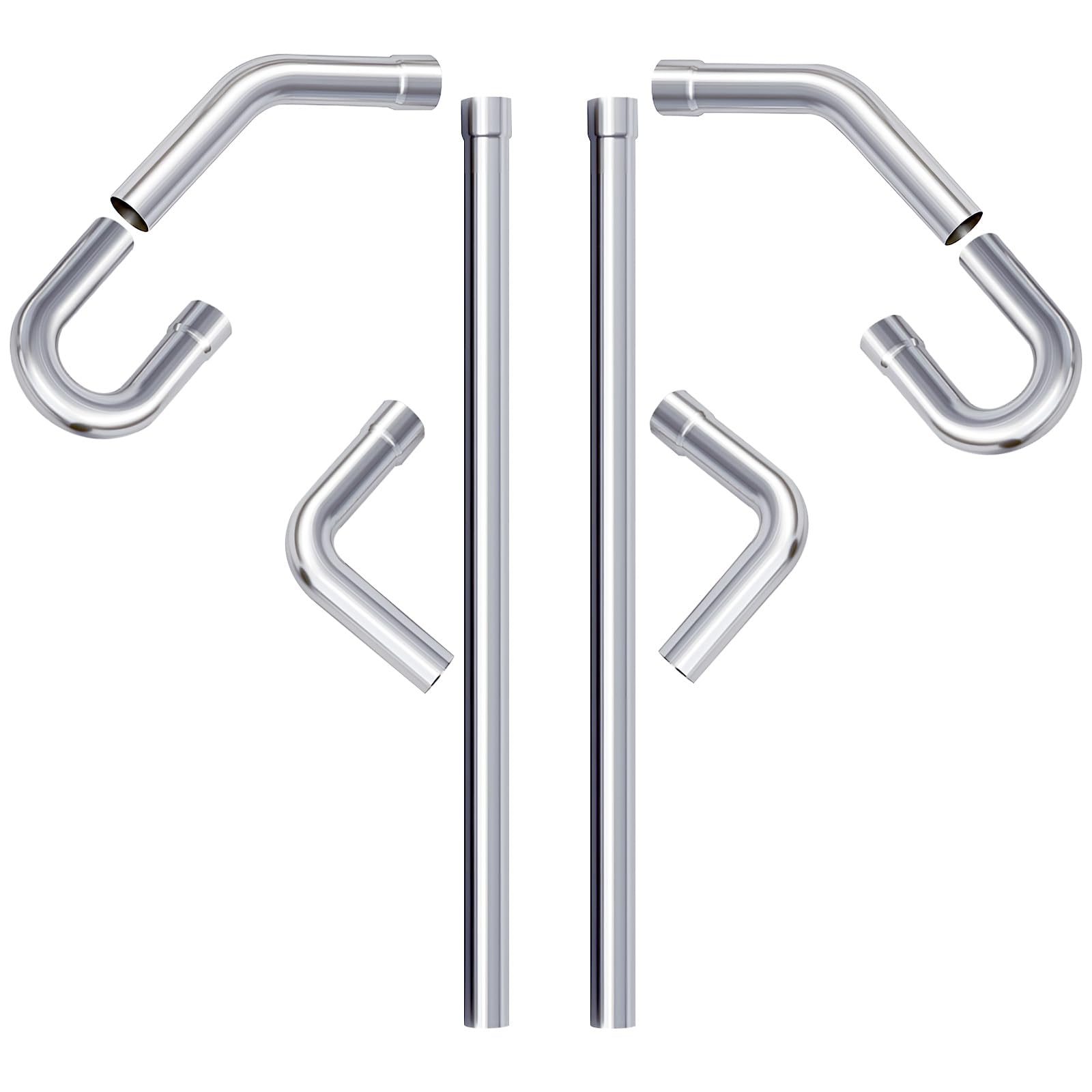 A-Karck Mild Steel Mandrel Bends 8 Pcs, 3 Inches Mild Steel Diy Custom Exhaust Tubing Pipe Straight & U-Bend Kit, Universal Fit