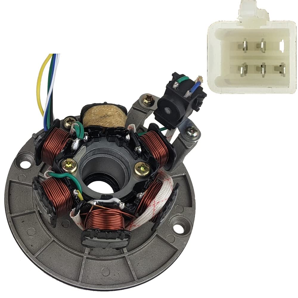 Stator Magneto 6-coil - 5 Wire - For 110cc 125cc 140cc Apollo Dirt Bikes with lights Plug and Play (With Plate)