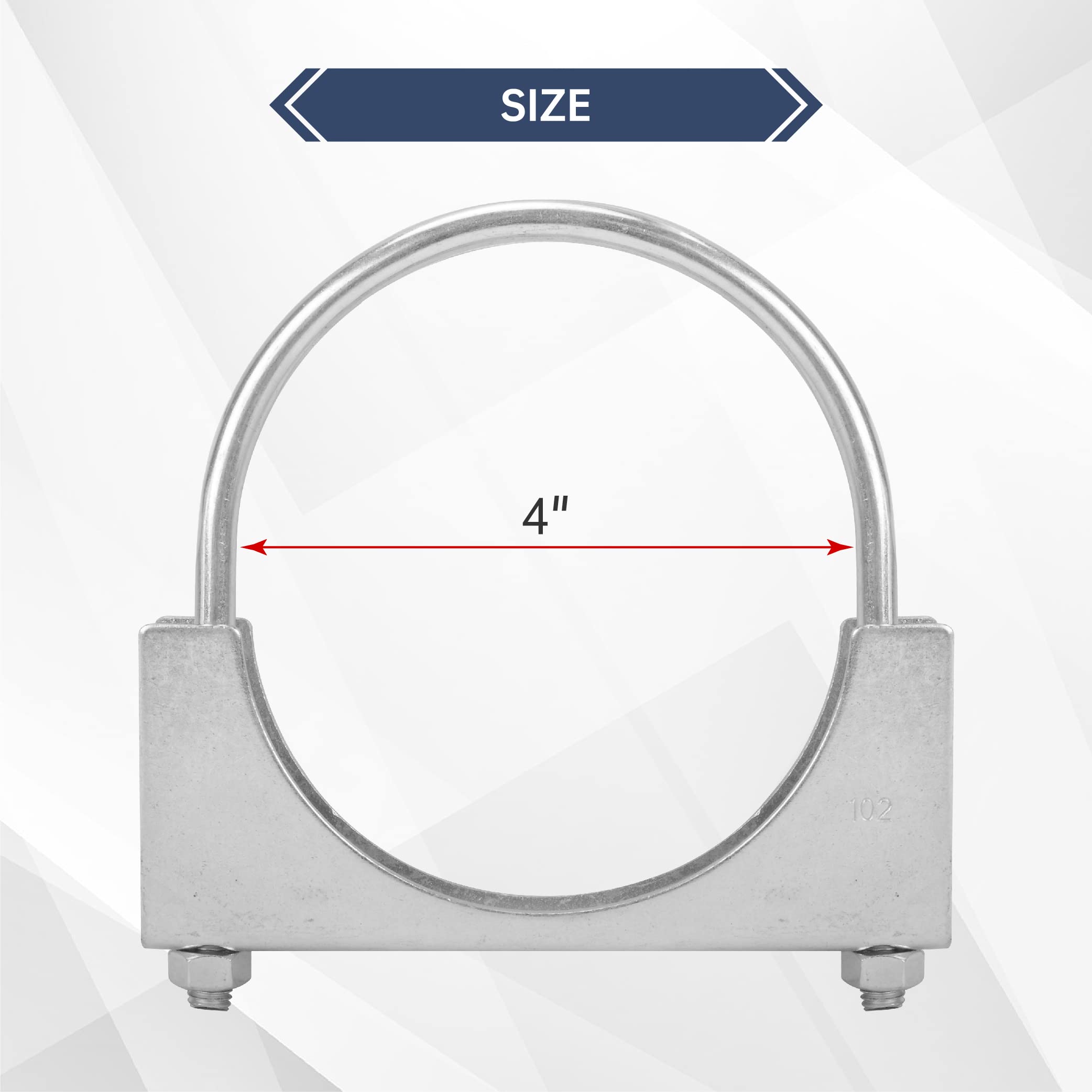 Batoneco 4'' U Bolt Clamp, Muffler Exhaust Clamps,4 Inch Saddle Style Heavy Duty Mild Steel(2-Pack)