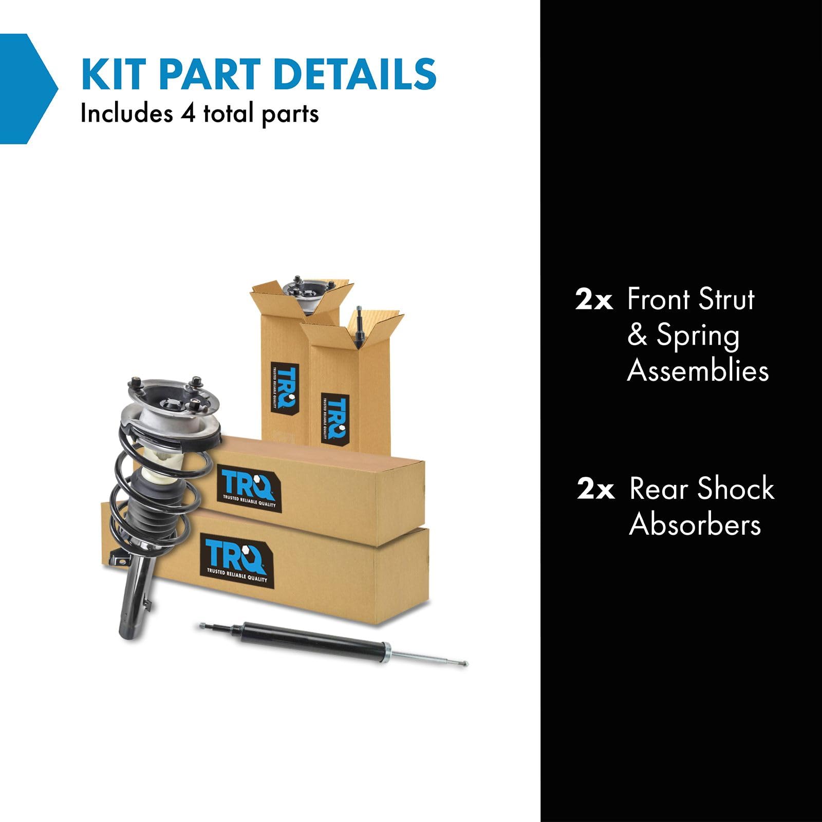 Trq Front Complete Loaded Strut Spring Assembly Rear Shock Absorber Kit Set 4Pc Rwd Compatible With 2008-2012 Bmw 128I 2008-2013