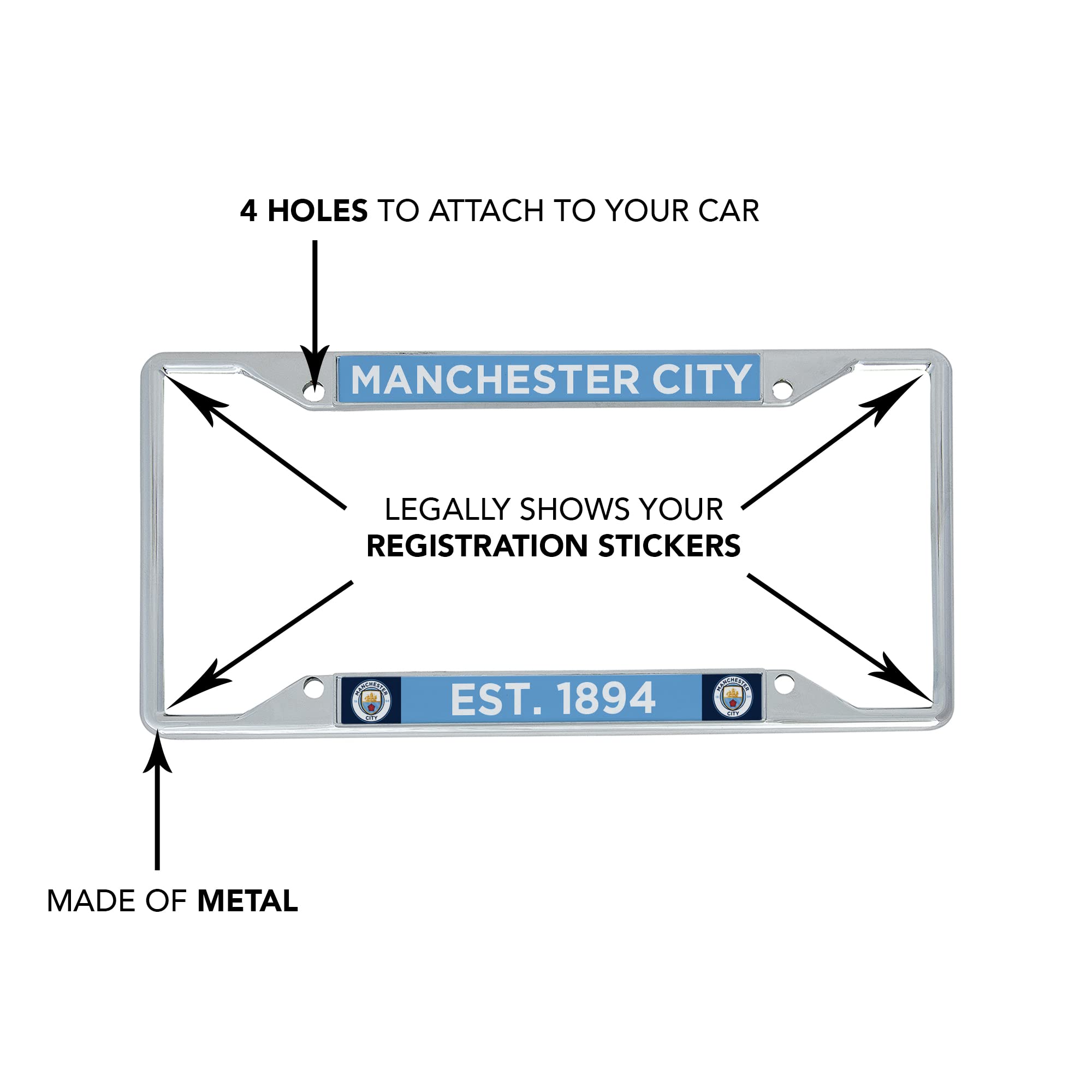 Desert Cactus Metal License Plate Frame - Standard Size, Multi Color, Man City MCFC Football Tag Holder for Front/Rear Car (Style 1)