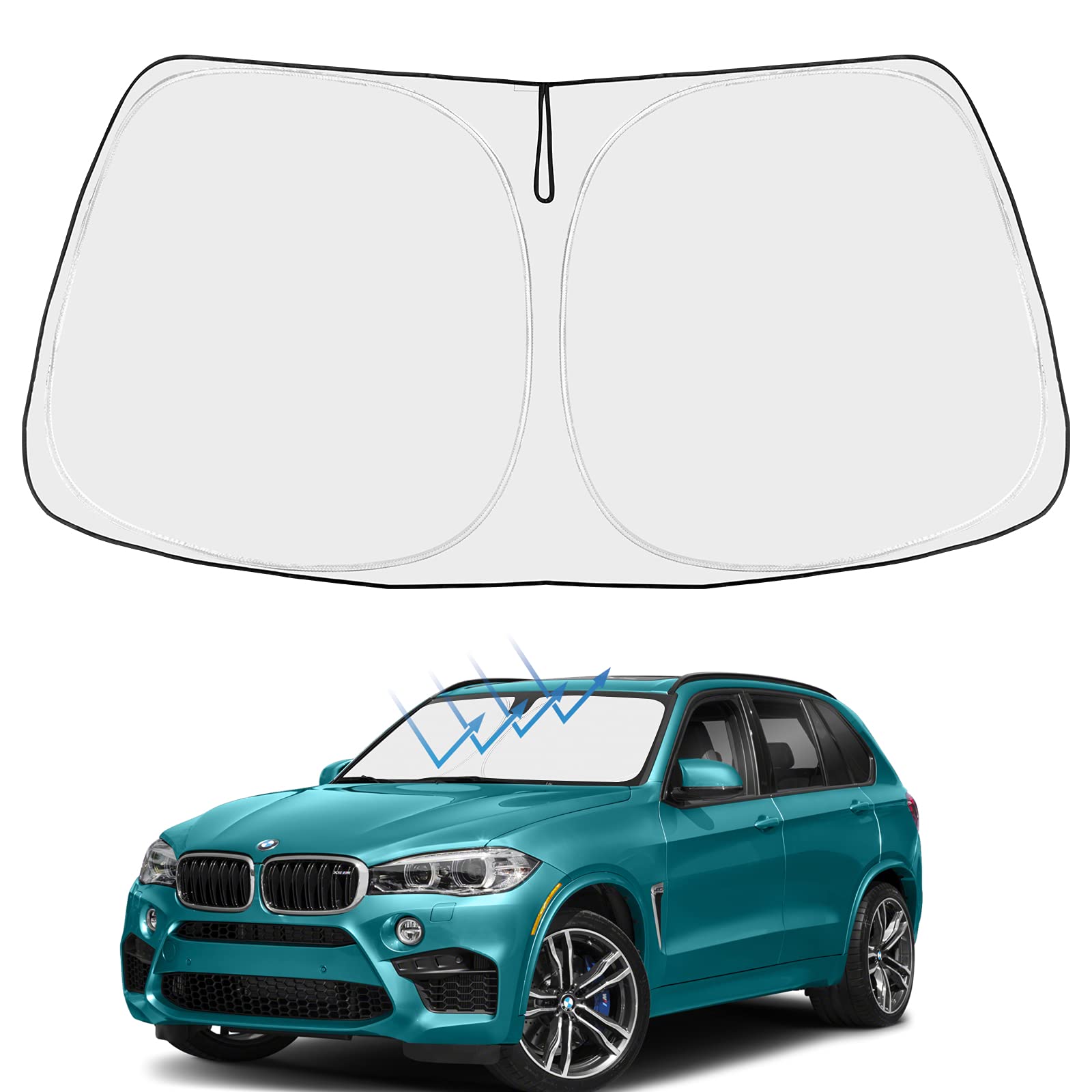 Proadsy 2025 Upgrade Windshield Sun Shade Custom Fit 2014-2018 Bmw X5 M Sport Xline Suv 4-Layer Foldable Front Sunshade Protecto