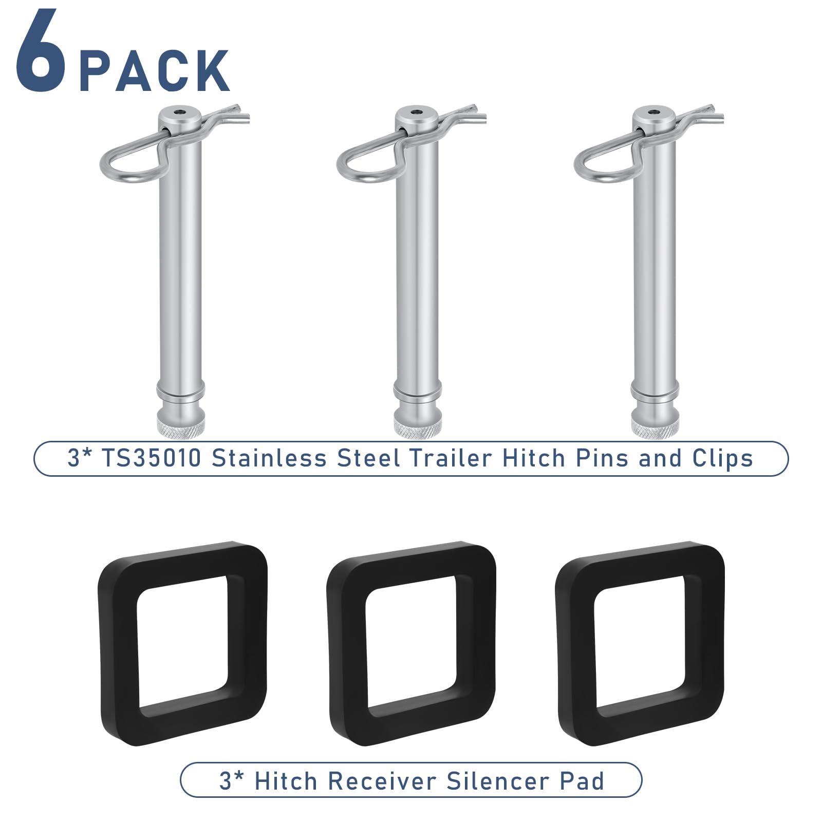 Ts35010 Stainless Steel Trailer Hitch Pins And Clips For B&W 2 '' & 2.5 '' Receiver Trailer Hitches Tow & Stow Replacement Pins