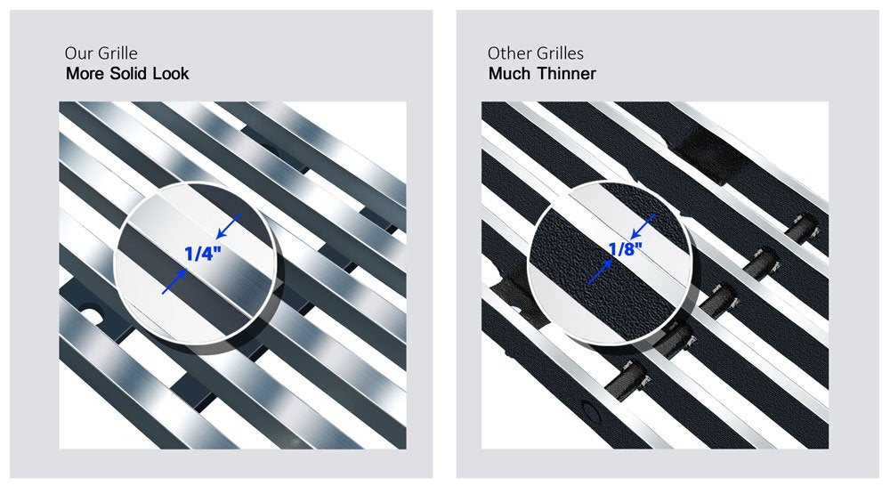 Aps Premium Stainless Steel Silver Horizontal Billet Grille Insert Compatible With Chevy Camaro 1978-1981 Combo N19-C43018C