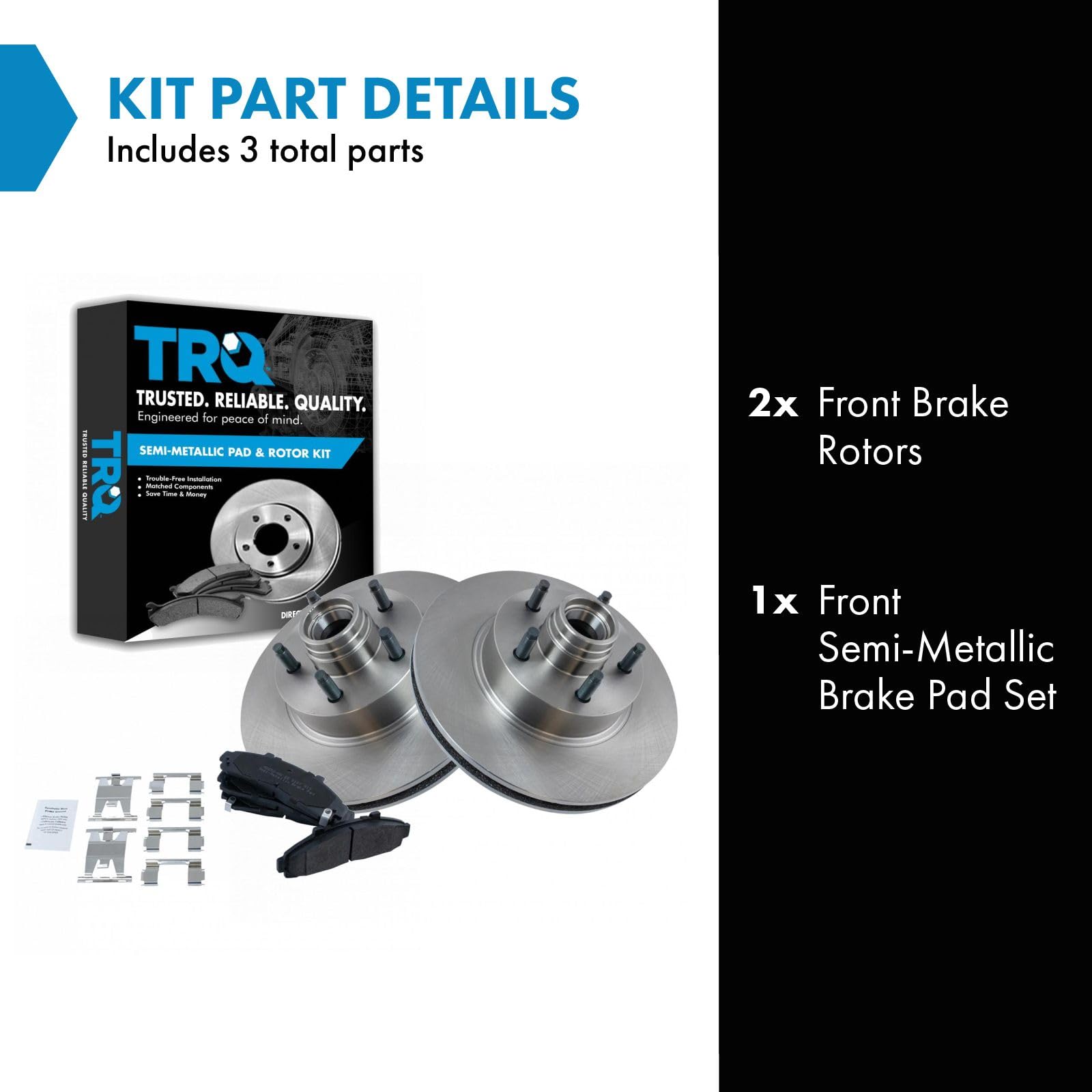 Trq Front Brake Pad & Rotor Kit Brake Pads Brake Rotor Semi-Metallic Compatible With 1995-2001 Ford Explorer 1998-2002 Ranger 19