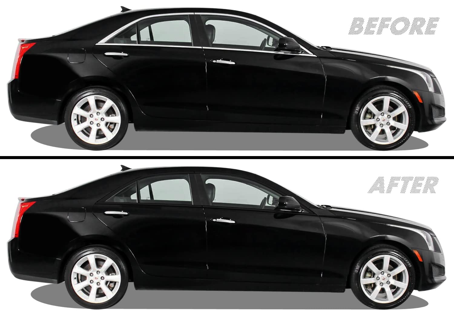 Slickmod Chrome Delete Blackout Vinyl Overlay For 2013-2018 Cadillac Ats Sedan Window Trim (Gloss Black)