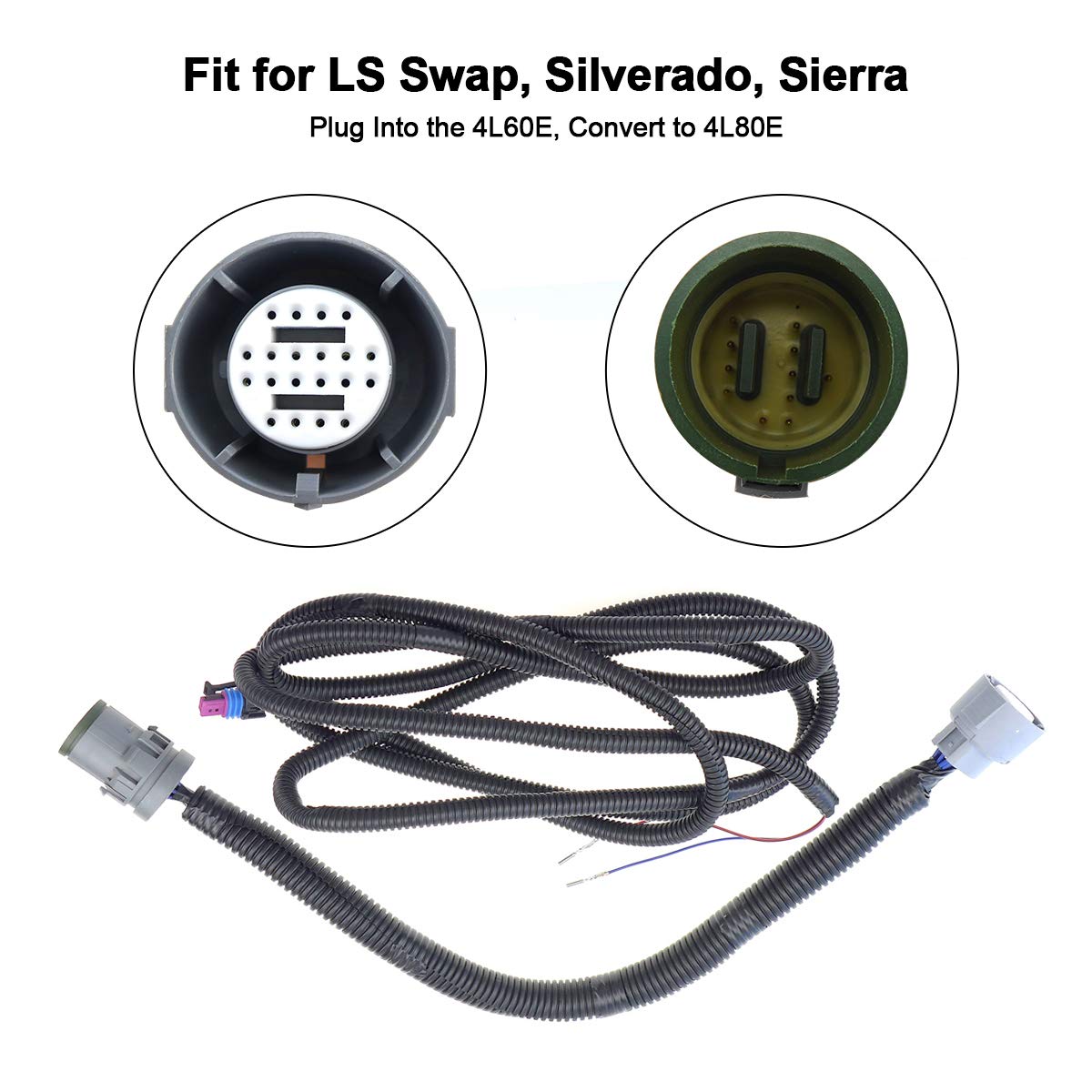 Transmission Plug And Play Adapter Harness Connector Fit For 4L60E To 4L80E Ls Swap Silverado Sierra Trans, Wire Adapter Harness Kit Compatible With 1998-2006 Transmission
