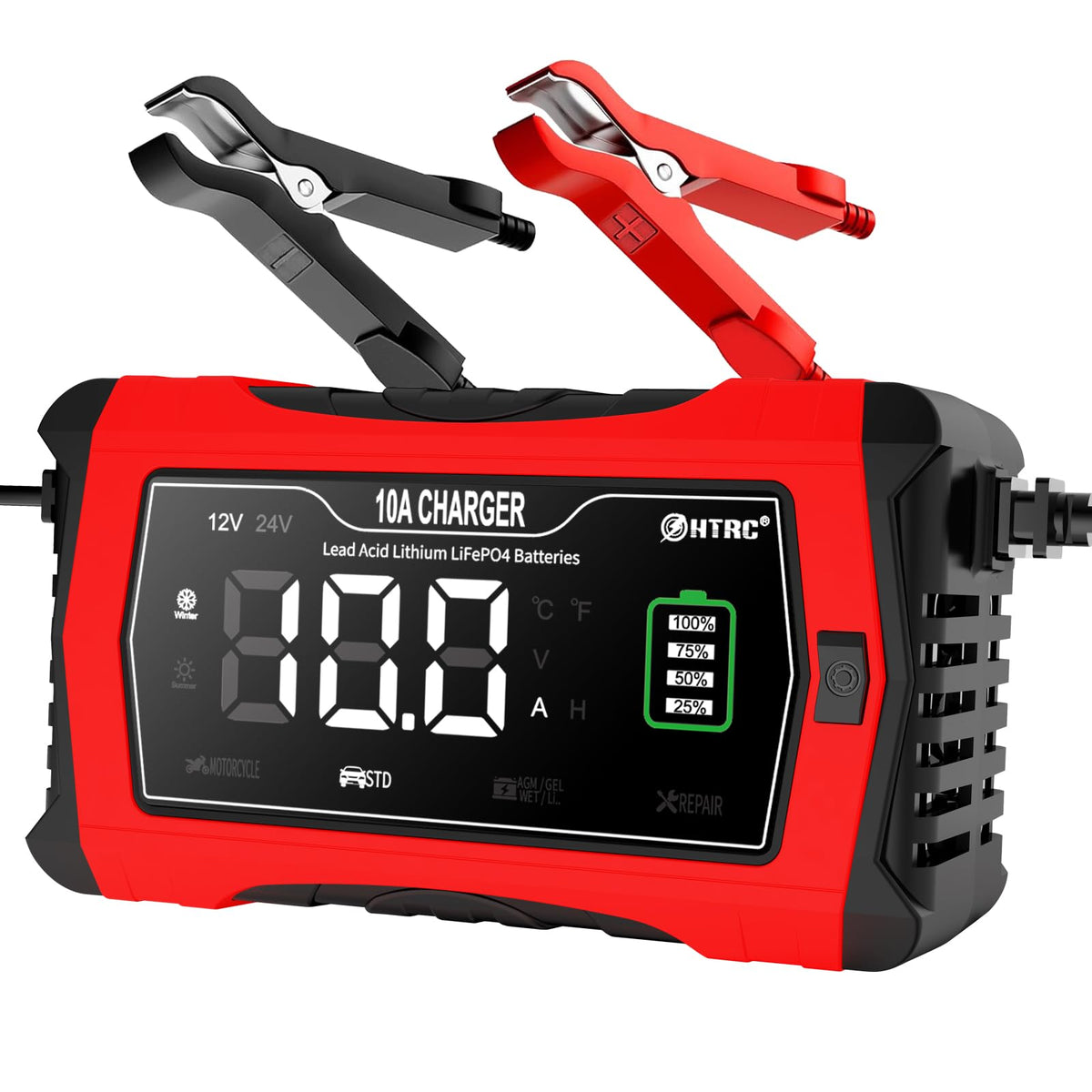 Battery Charger 10-Amp 12V And 24V Smart Car Battery Charger,Trickle Charger,Battery Maintainer And Desulfator,For Car Motorcycl