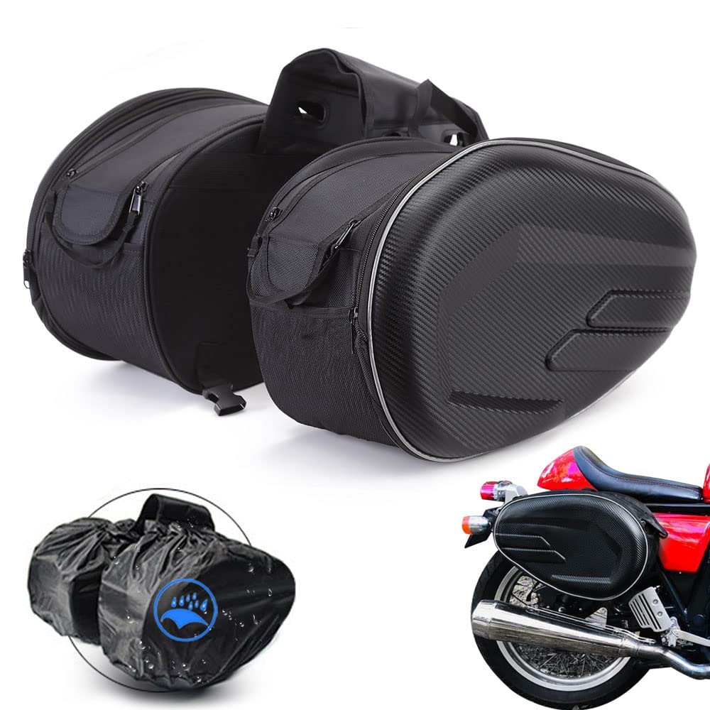 Motorcycle Tail Bag,Dual Motorcycle Seat Bag Backpack Waterproof Luggage Bag Saddle Bags Multifunctional Motorcycle Bags(Red)