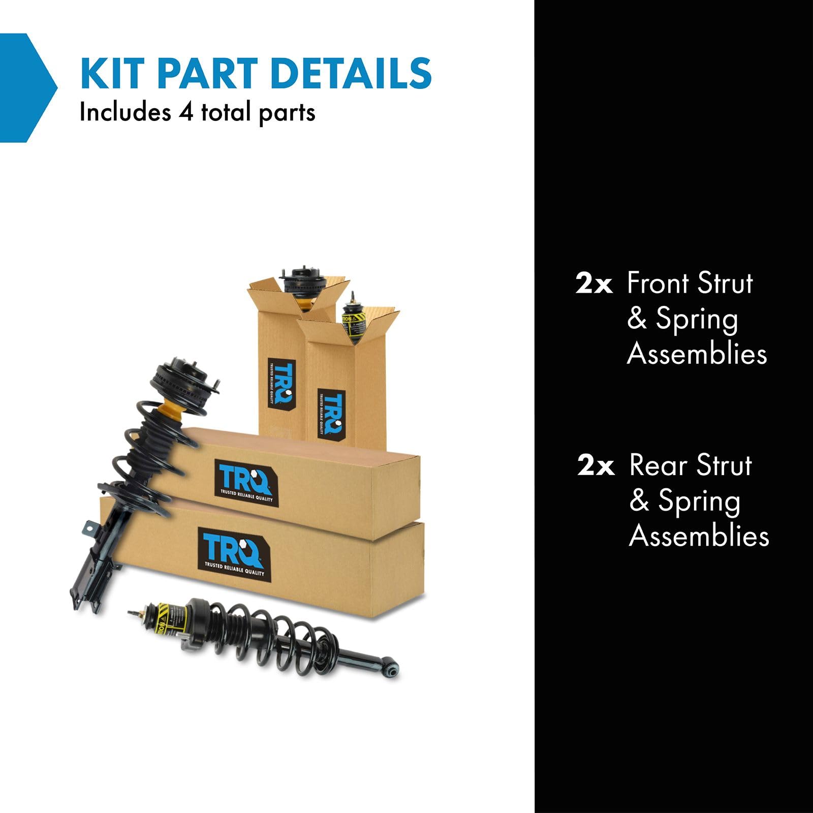 Trq Front And Rear Strut & Coil Spring Assembly Set Driver & Passenger Sides Compatible With 11-14 Chrysler 200 07-10 Sebring 08