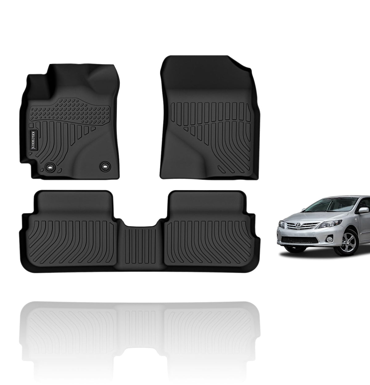 KELCSEECS Floor Mats Custom for 2009 2010 2011 2012 2013 Corolla Sedan Waterproof Car Mats All-Weather Guard Floor Liners Automo