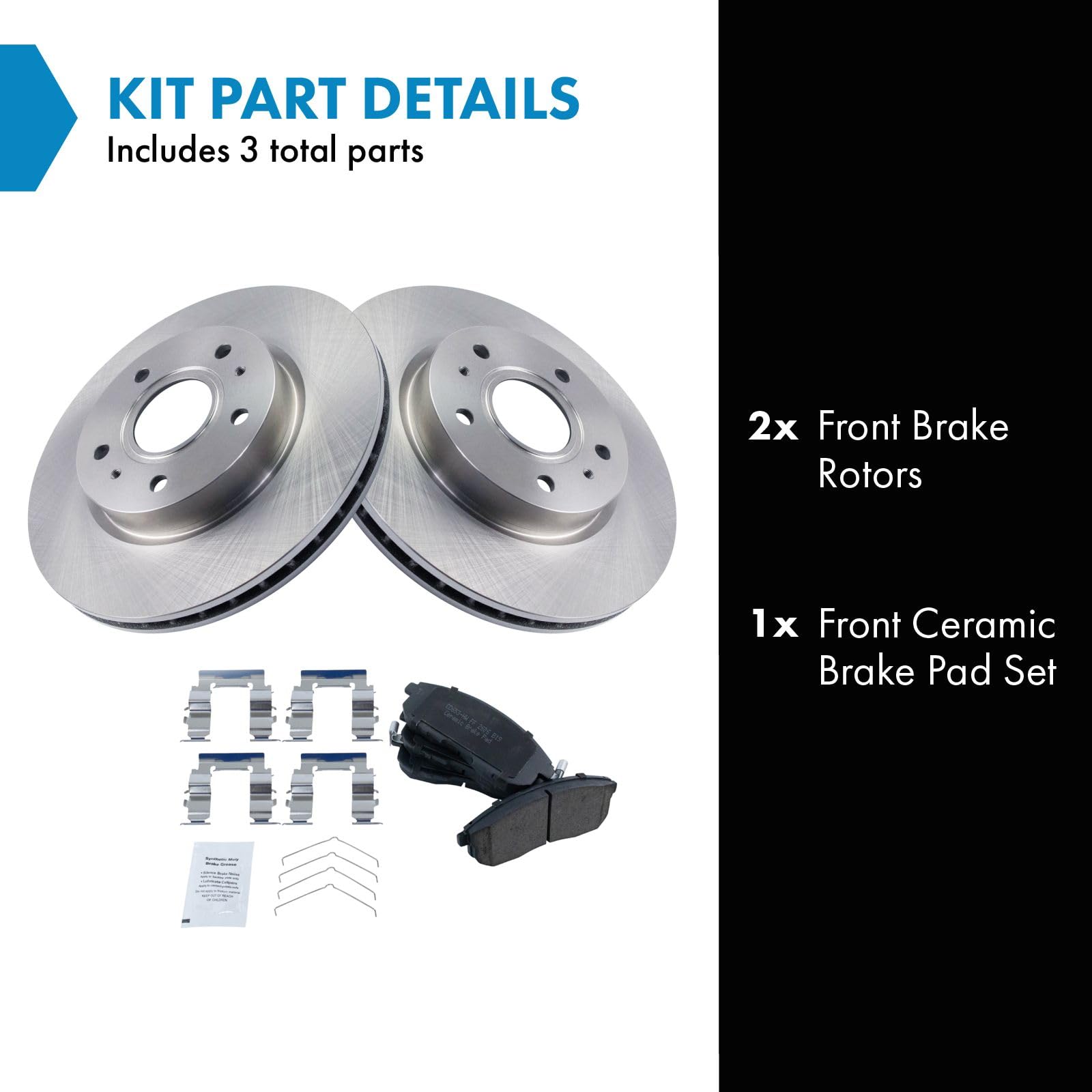 Trq Front Brake Pad & Rotor Kit Brake Pads Brake Rotor Ceramic Compatible With 2007-2008 Suzuki Sx4