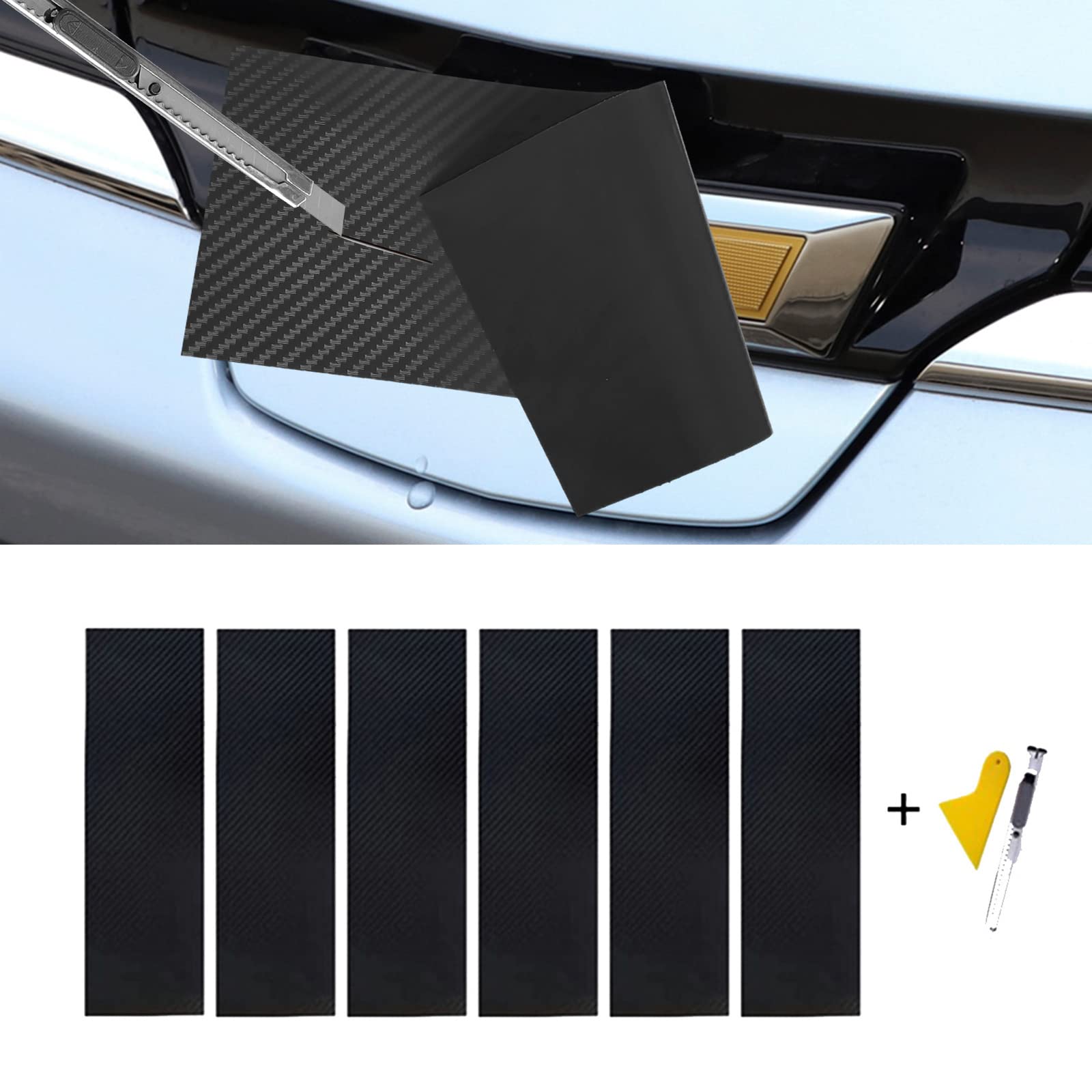 Lanzmyan Compatible With Bowtie Logo Wrap Stickers Cut-Your-Own Emblem Overlay Diy Decals For Chevy 6Pcs Black