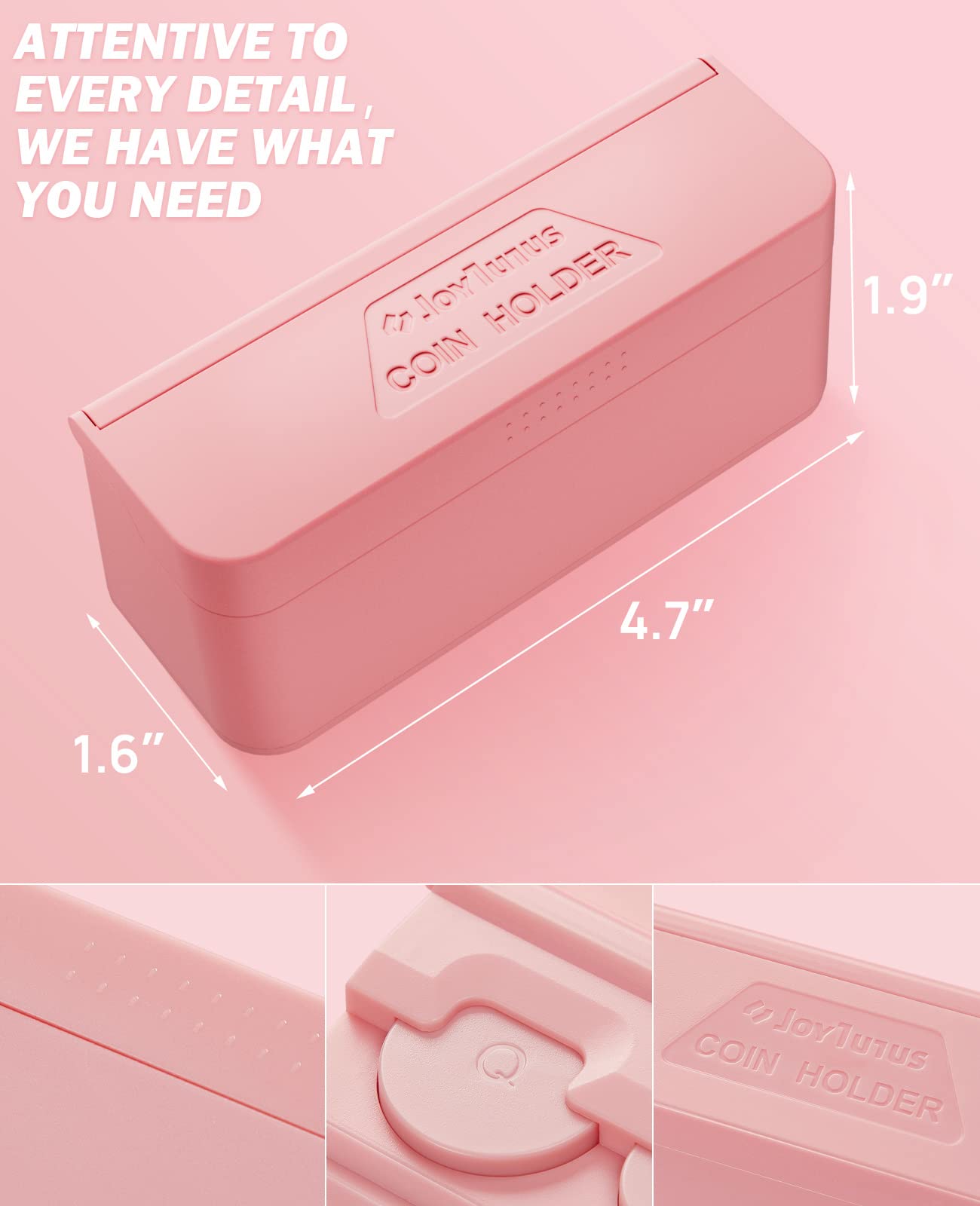 Joytutus Coin Holder For Car Change Organizer Universal Storage Coin Money Dispenser Fit For Most Car Trucks Accessories(Pink, 2