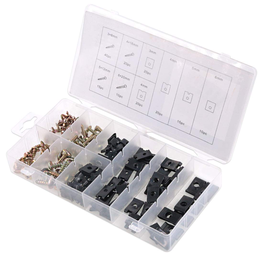 170Pcs Auto Car U-Clip U Nut And Screw Assortment Kit For Dash Door Panel Interior Sae