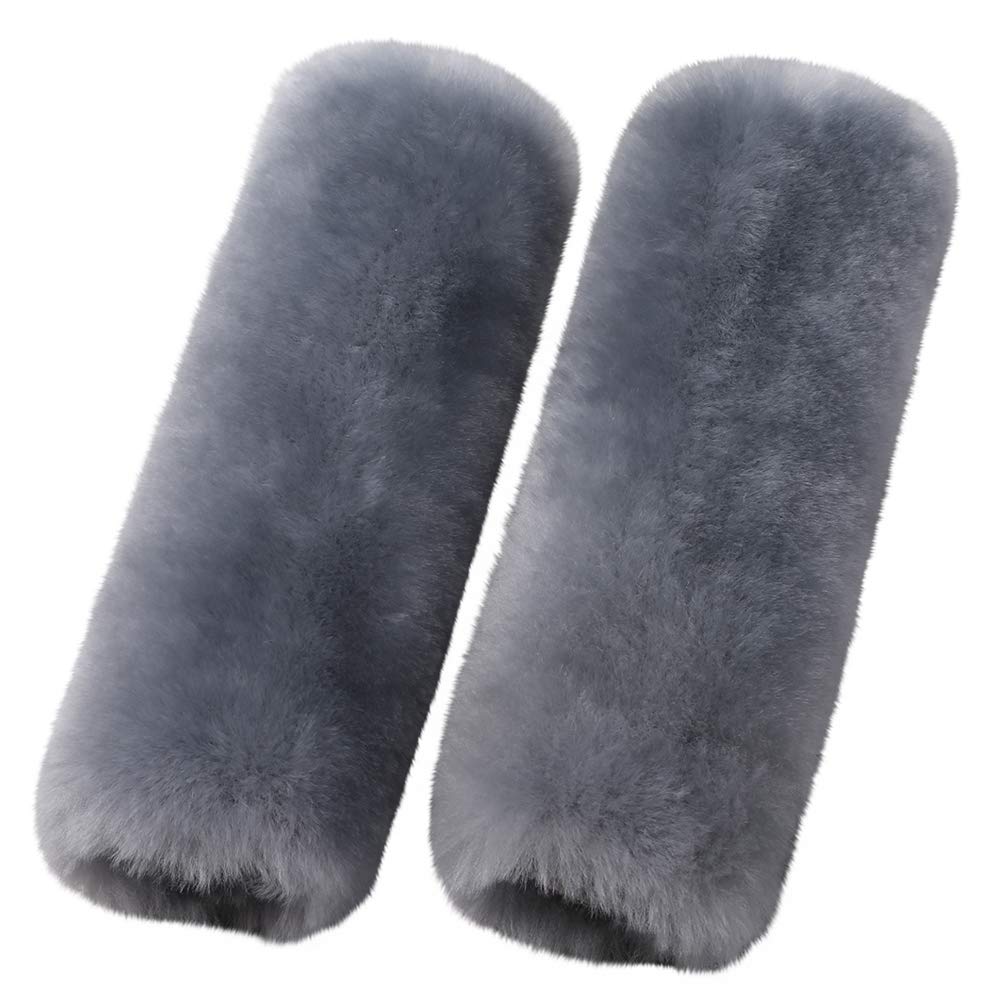 Ogland 2 Pack Natural Fur Comfort Auto Authentic Sheepskin Car Seat Belt Pads For Adults, Soft Texture Shoulder Neck Cushion Pad