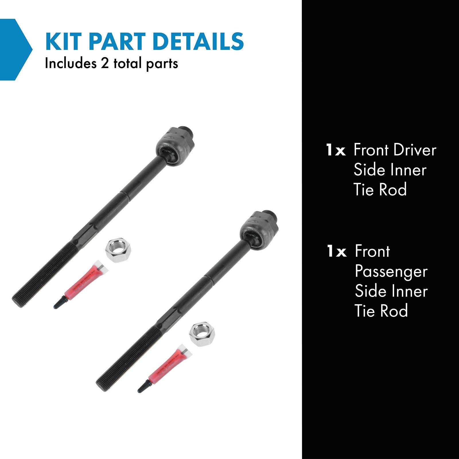 Trq Front Inner Tie Rod Set Compatible With 2005 Jeep Liberty
