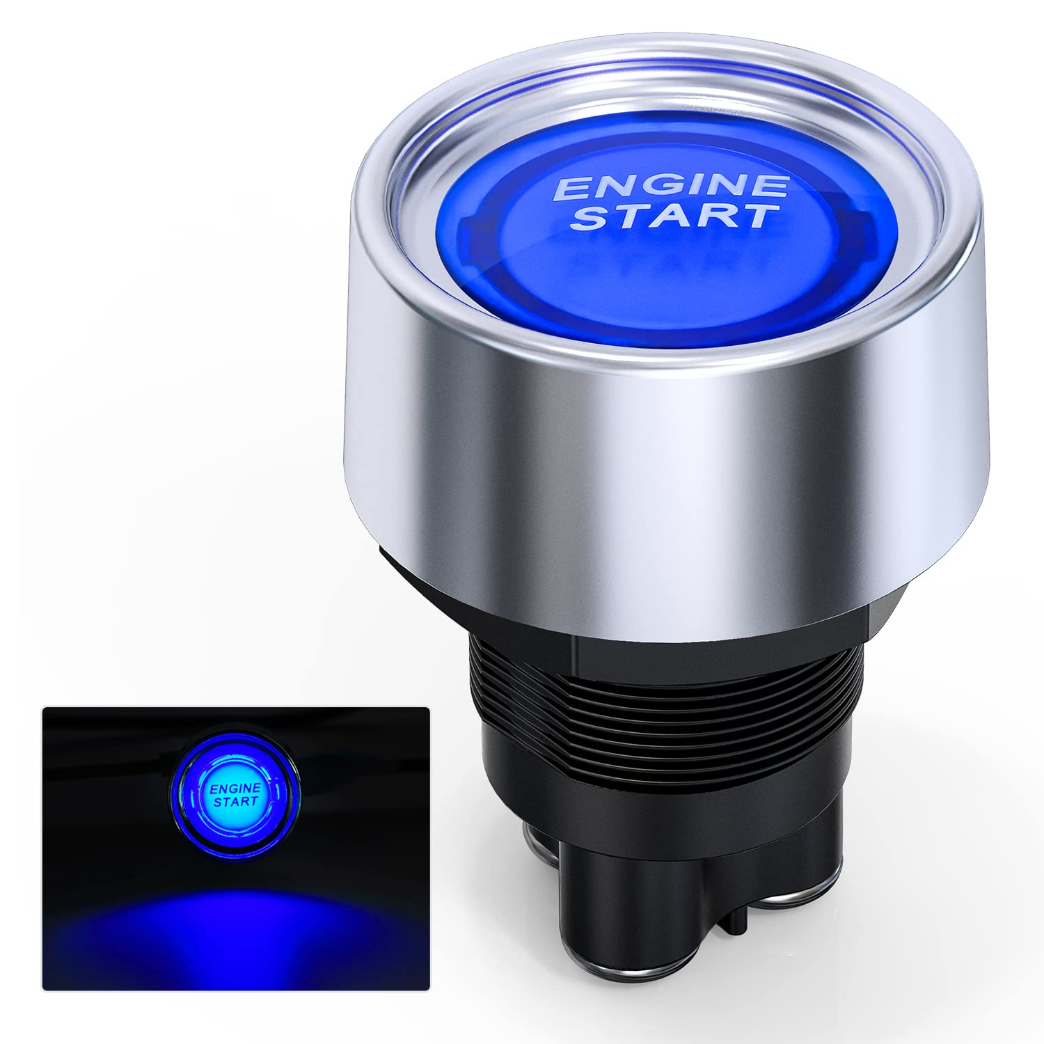 Nilight Start Engine Button 12V Dc 50A Spst On Off Momentary Switch Blue Car Start Engine Button Stater Push Start Ignition Swit