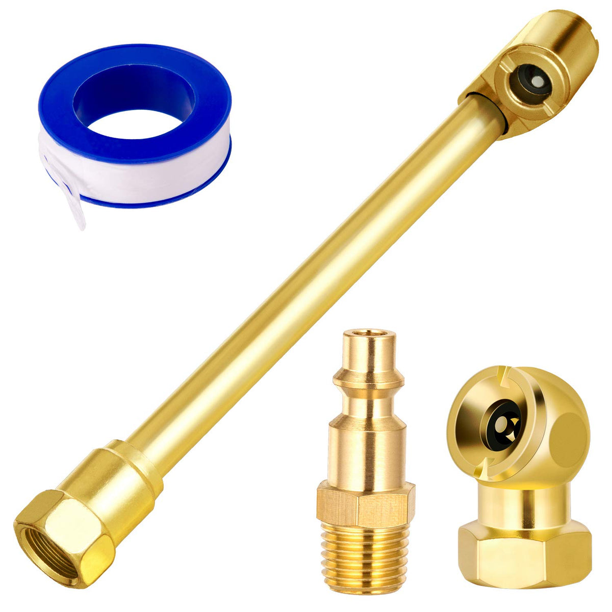 2 Way Connection Air Chuck Set-1/4 Inch Female Npt Closed Ball Heavy Duty Dual Head Air Chuck And Standard Male Quick Plug, Tire
