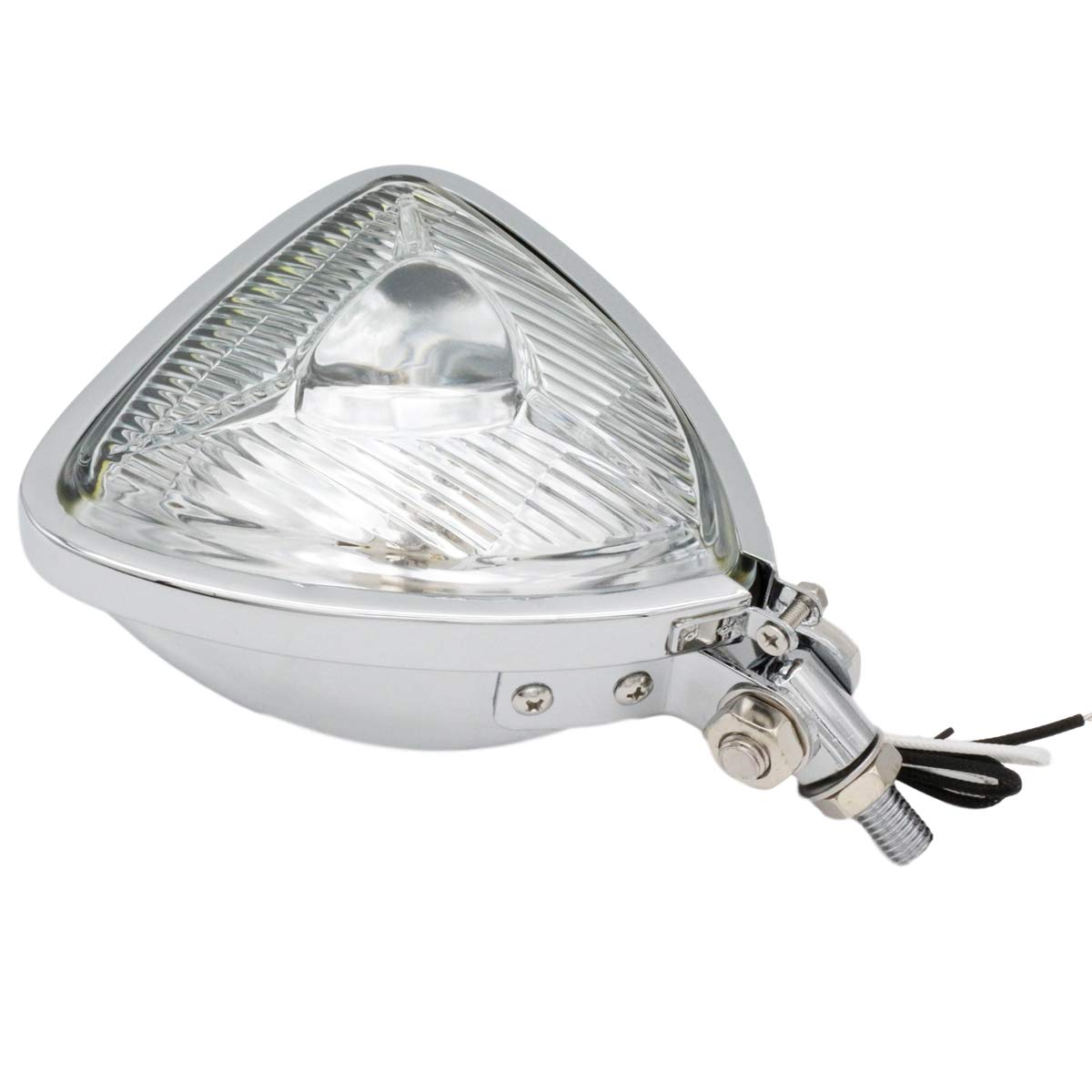 Fatecim Mini Thin Section Triangle Motorcycle Headlight Clear Lens Chrome Light For Harley Chopper Custom