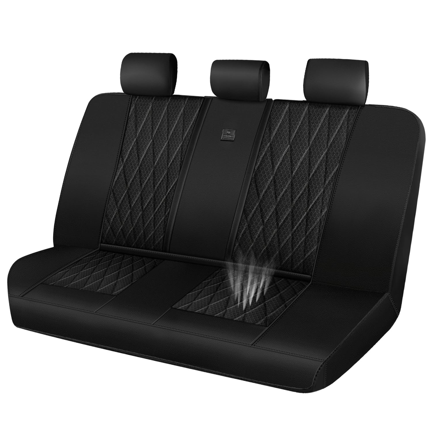 Car Pass Thick Foam 3D Air Mesh Leather Rear Bench Car Seat Covers, Breathable Deluxe Anti Slip Automotive Back Seat Cover Unive