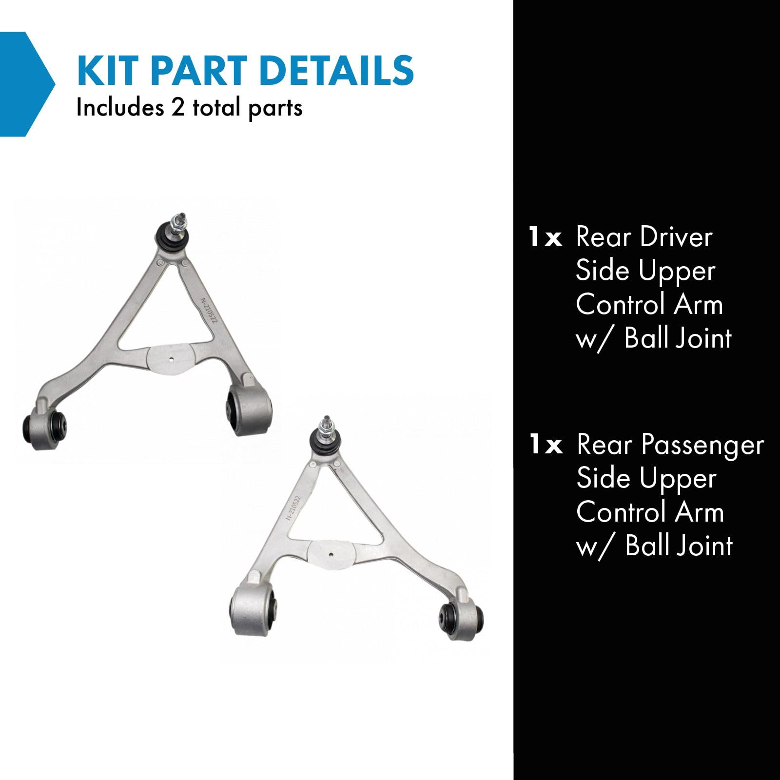 Trq Rear Upper Control Arm With Ball Joint Set Compatible With 02-05 Ford 00-16 Jaguar 00-05 Lincoln