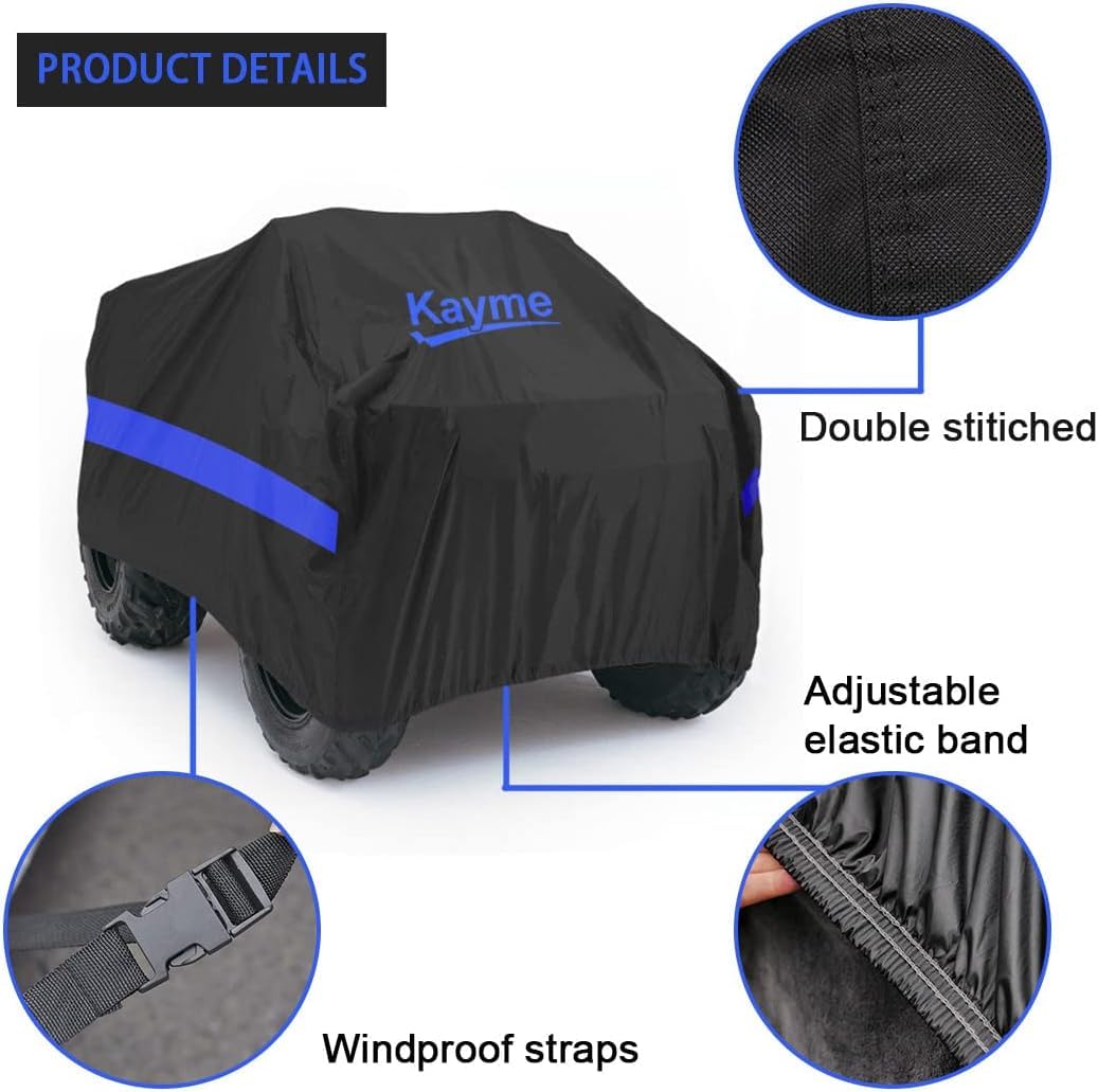 Kayme ATV Cover Waterproof Outdoor Heavy Duty, 4 Wheeler Quad Cover All Weather Rain Snow UV Protection, Fits for Kawasaki, Pola