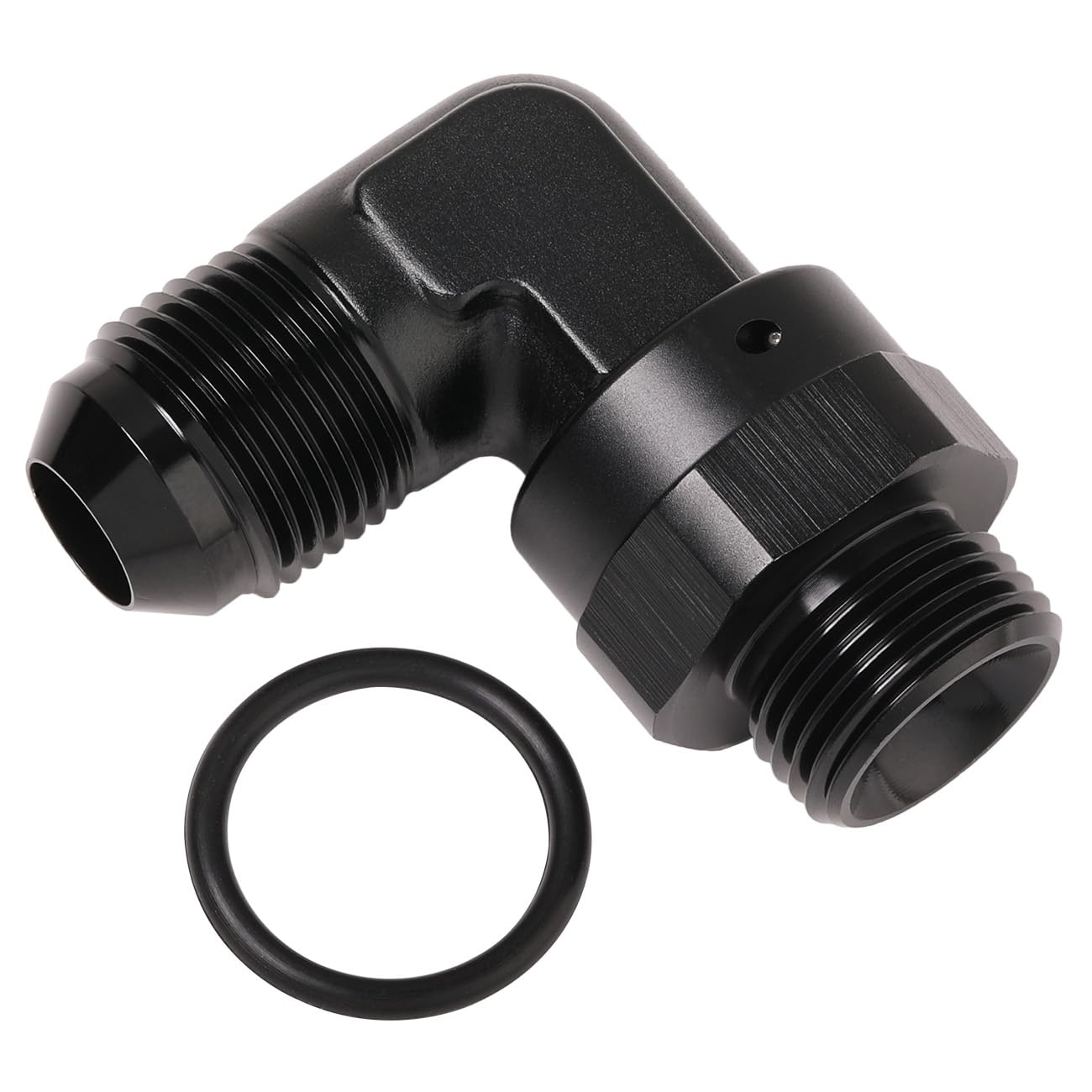 Podavelle 8An Male Flare To 8An -8 Orb O-Ring Boss 90 Degree Swivel Fitting Adapter Aluminum Black