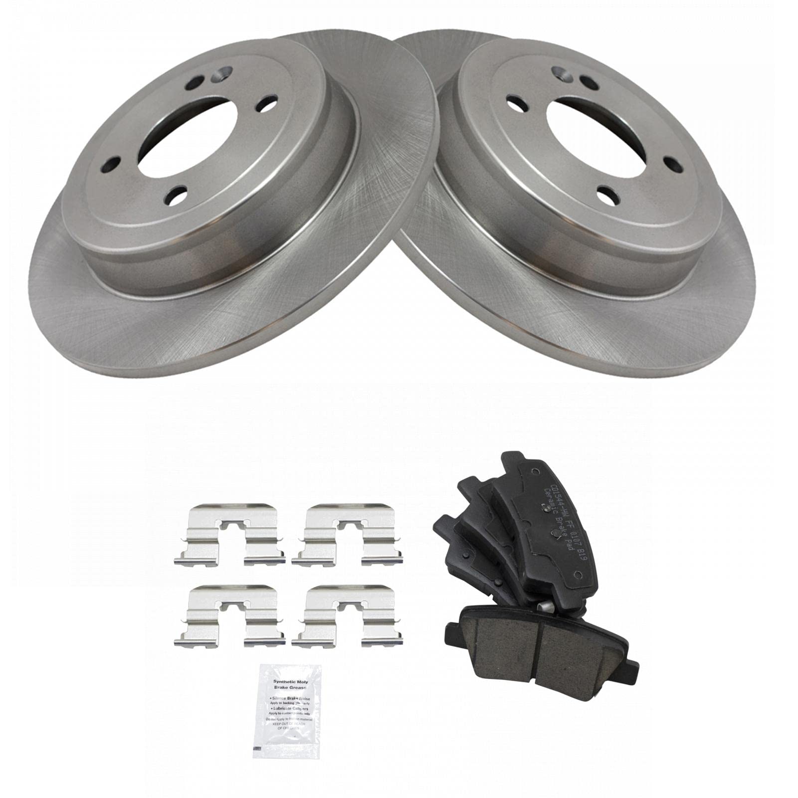 Trq Rear Brake Pad & Rotor Kit Ceramic Compatible With 2012-2017 Hyundai Accent 2012-2016 Kia Rio
